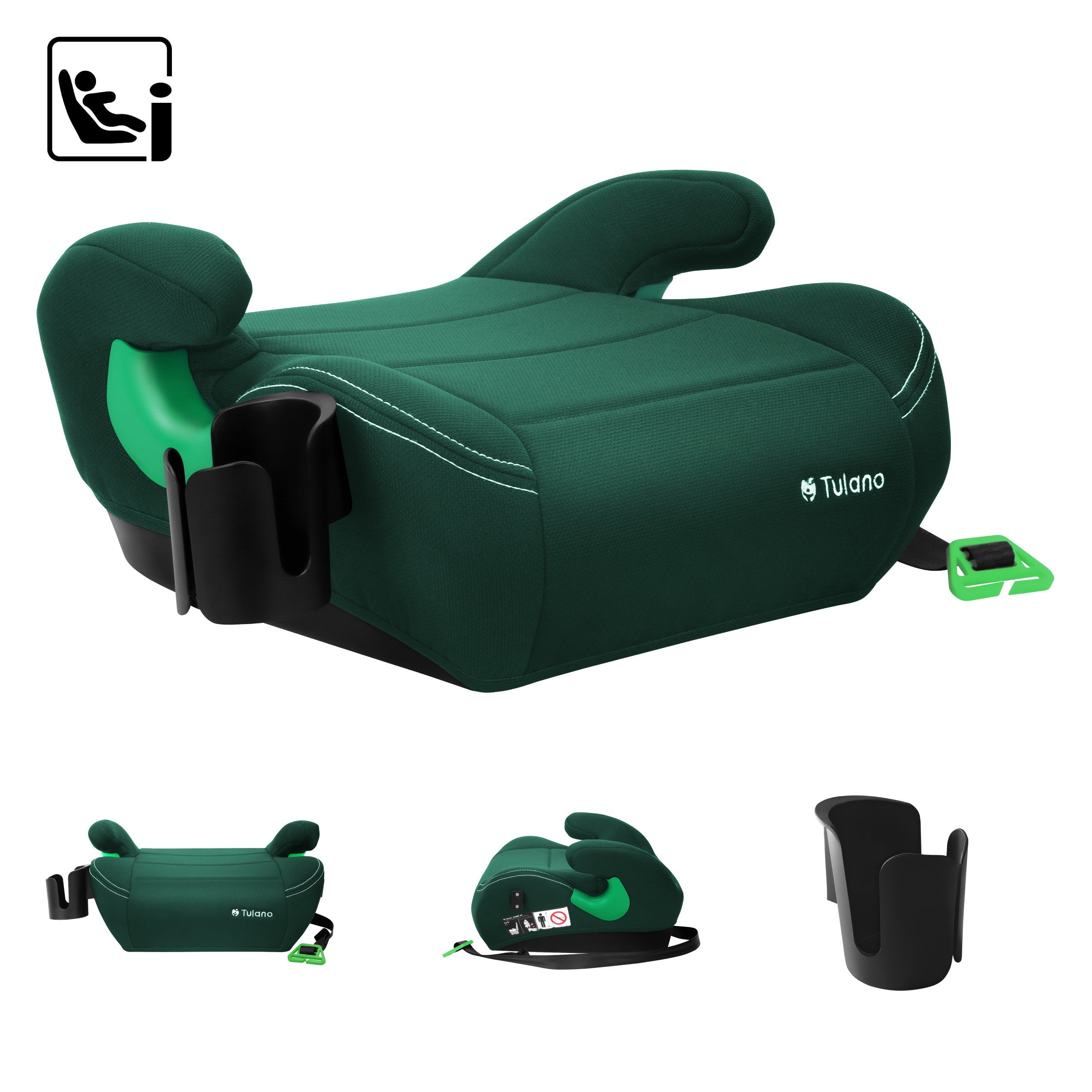 Silla de coche con base Tulano Cabby 25 Green, 125-150 cm, I-Size