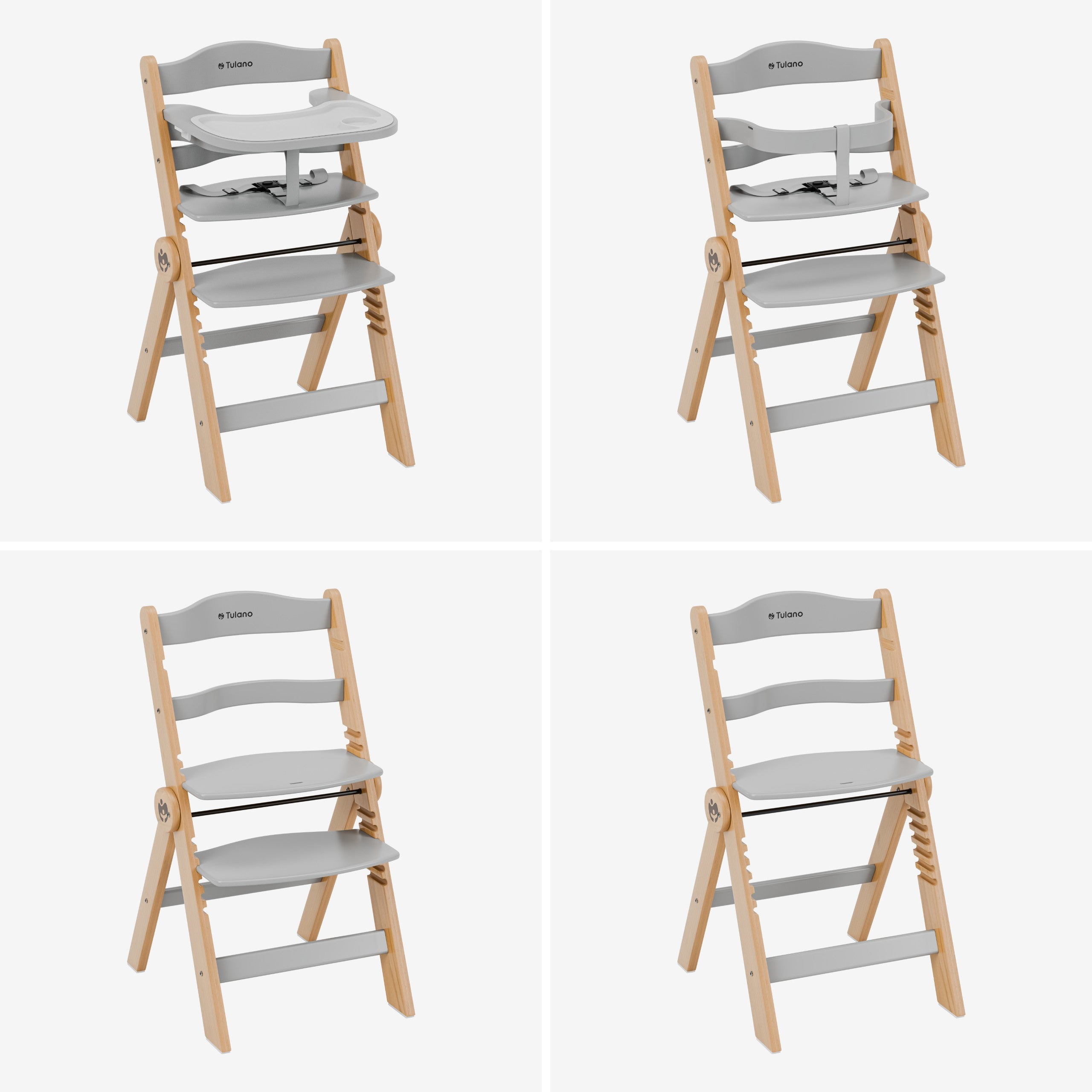 Trona de madera Tulano Morsel 45 Natural-Grey
