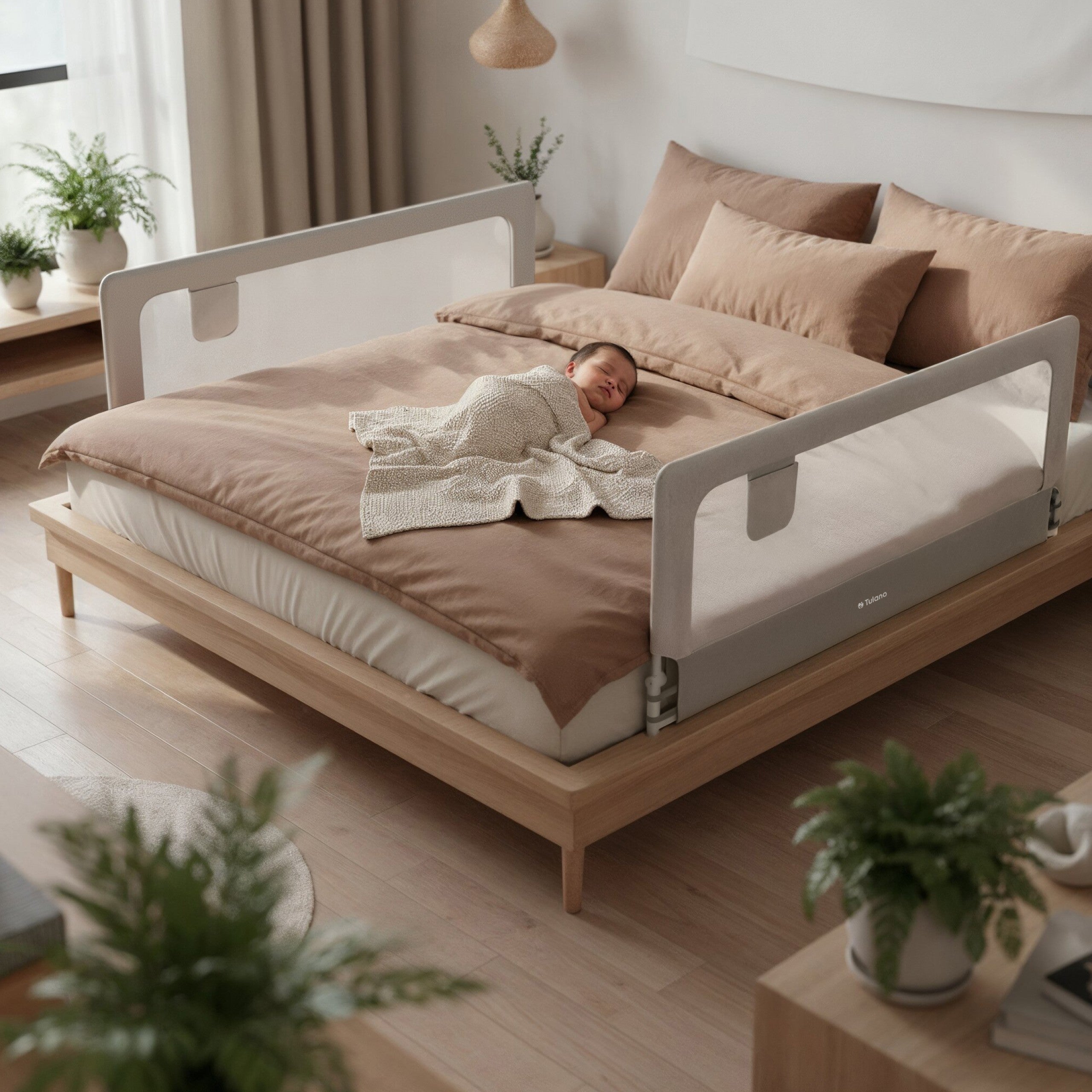 OUTLET Barandilla de seguridad para cama de 200 cm Tulano Cover 30 Blanco-Gris