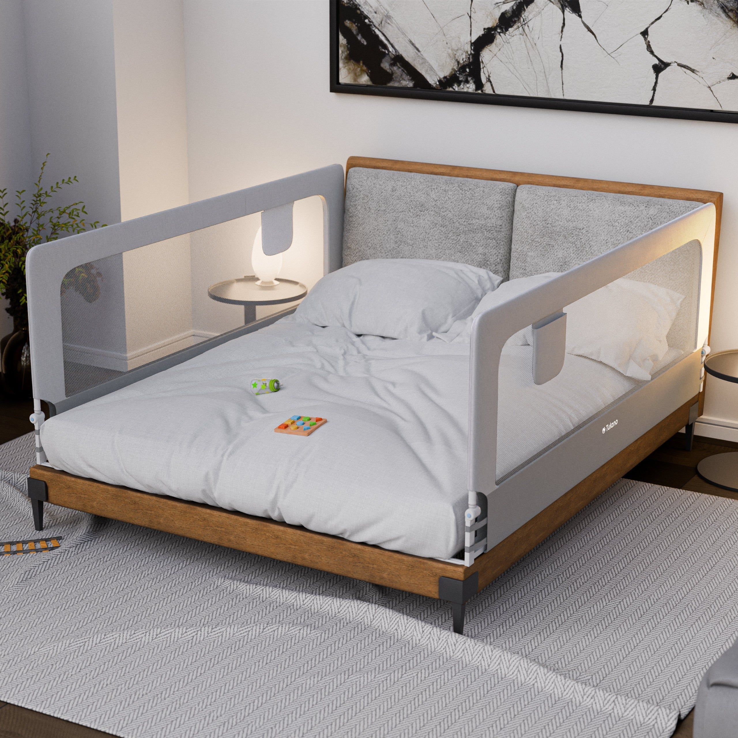 OUTLET Barandilla de seguridad para cama de 200 cm Tulano Cover 30 Blanco-Gris