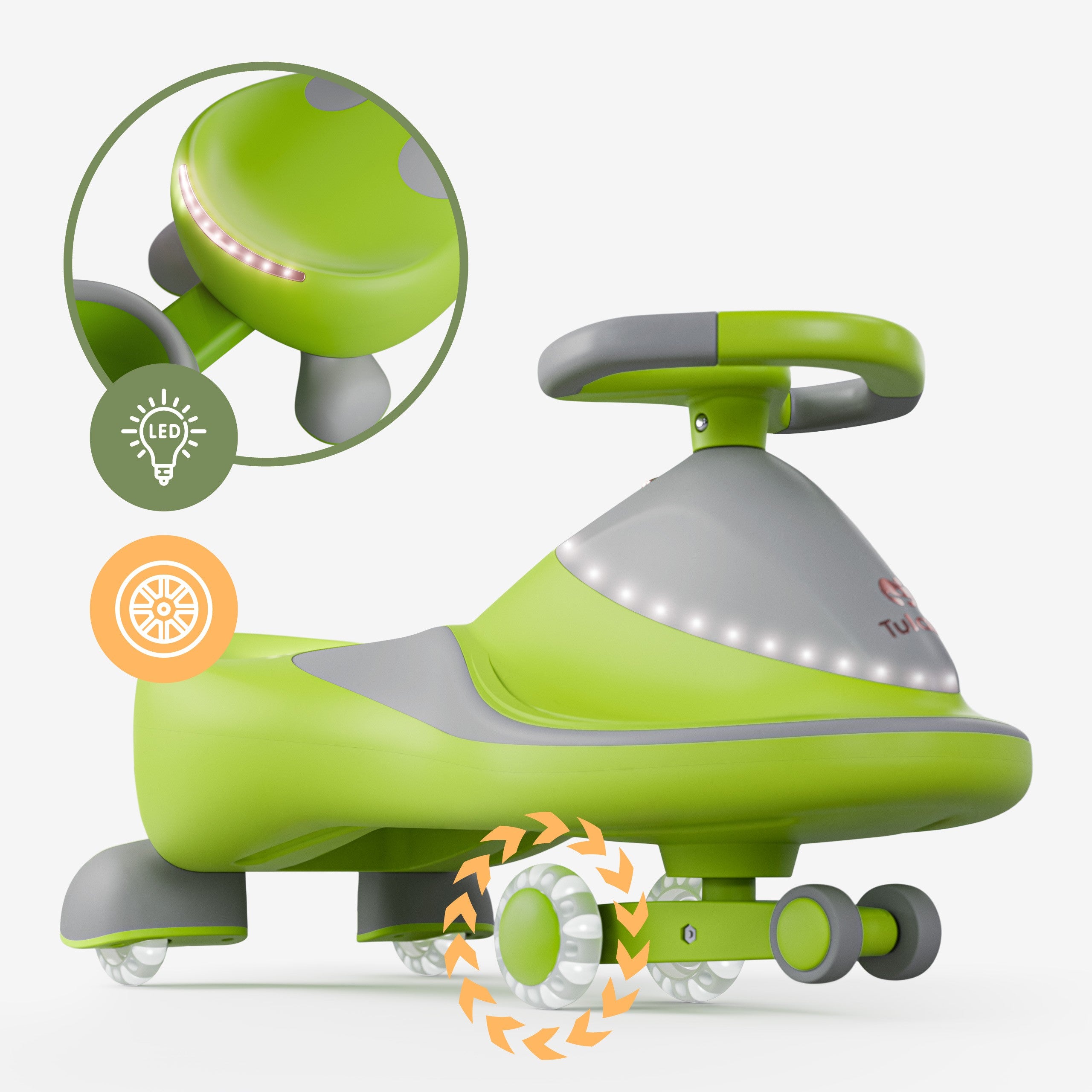 Cochecito infantil por gravedad con luces LED Tulano Focus 55 Green