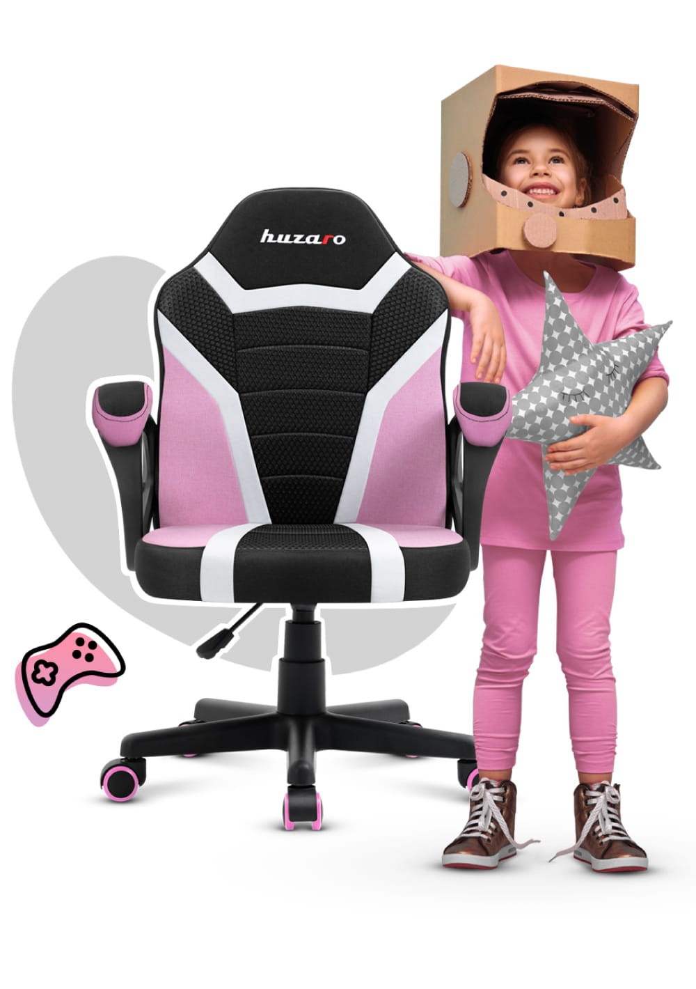 Sillón gaming para niños HUZARO RANGER 1.0 Pink Mesh