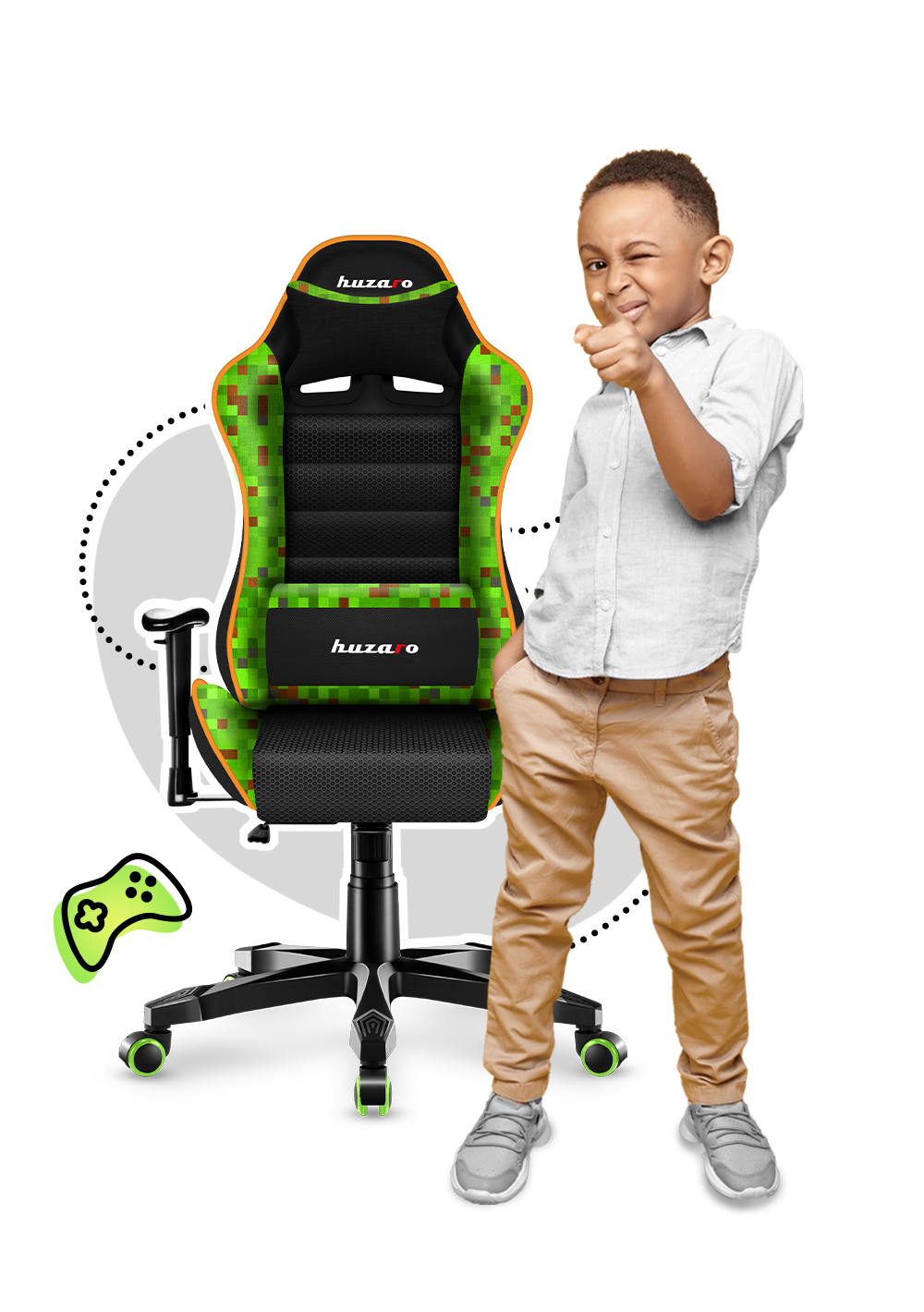 Sillón gaming para niños HUZARO RANGER 6.0 Pixel Mesh
