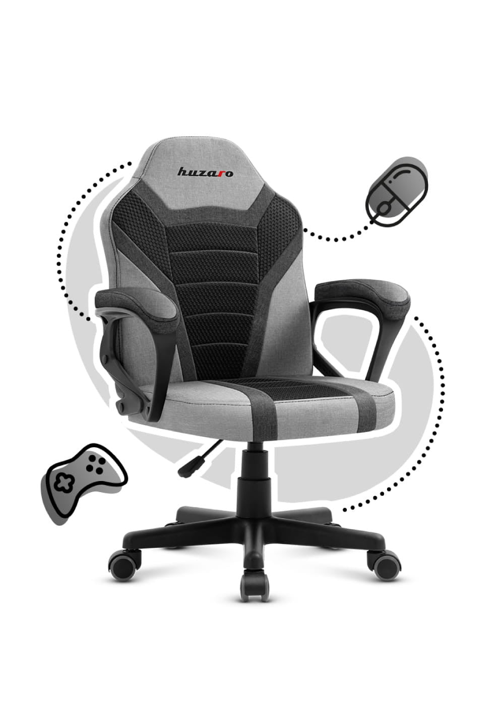 OUTLET Sillón gaming para niños HUZARO RANGER 1.0 Grey Mesh