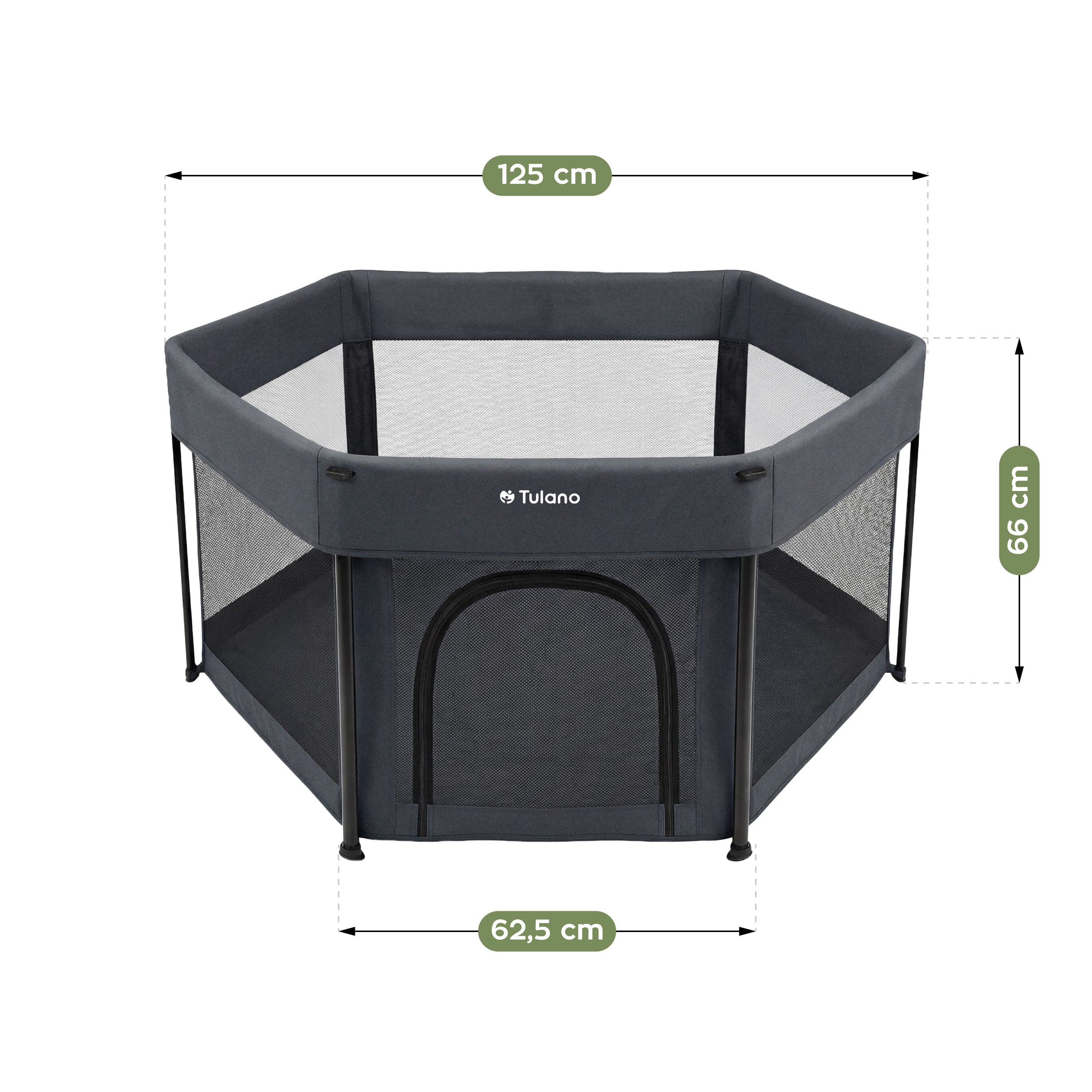 Parque plegable para bebés Tulano Cozy 30 Graphite