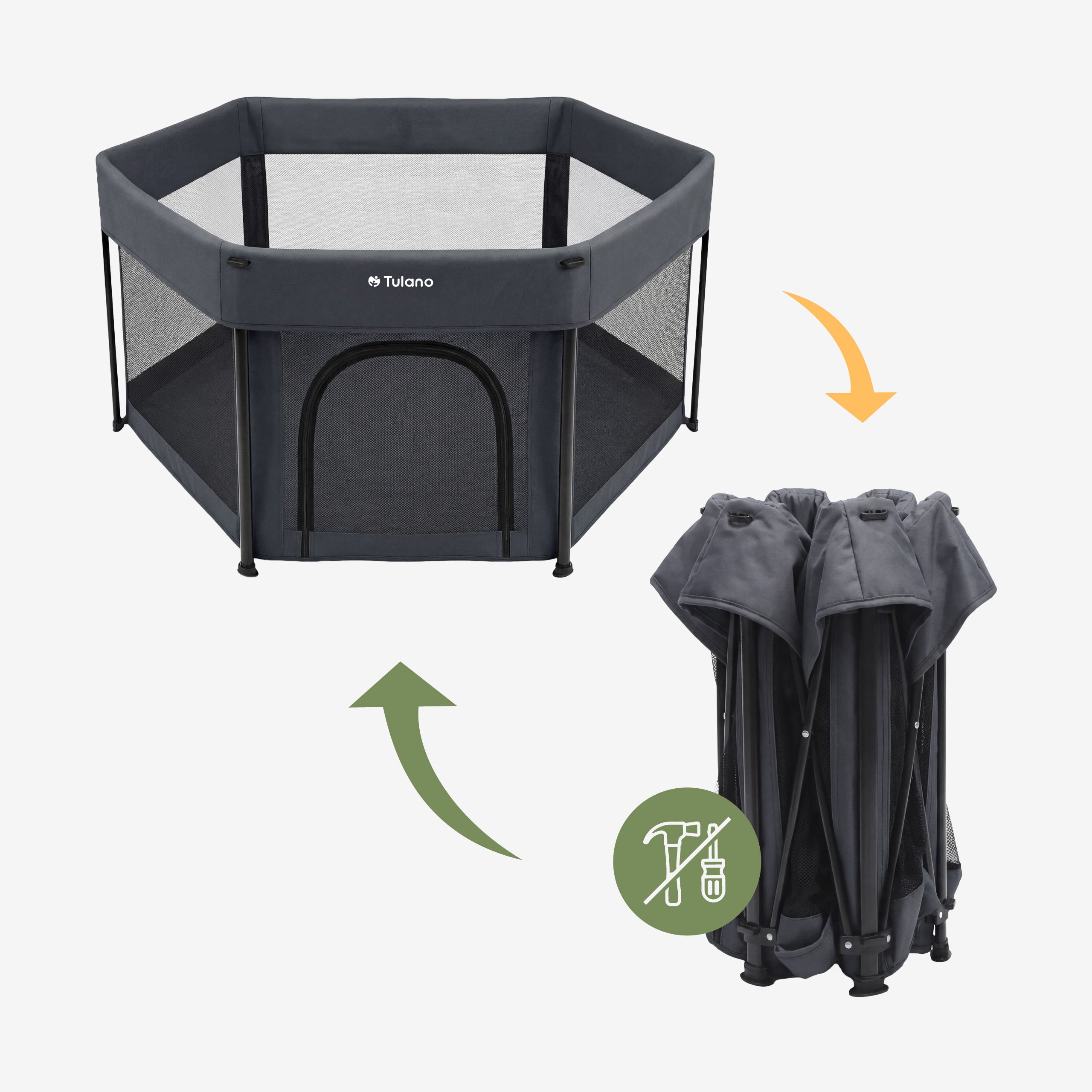 Parque plegable para bebés Tulano Cozy 30 Graphite