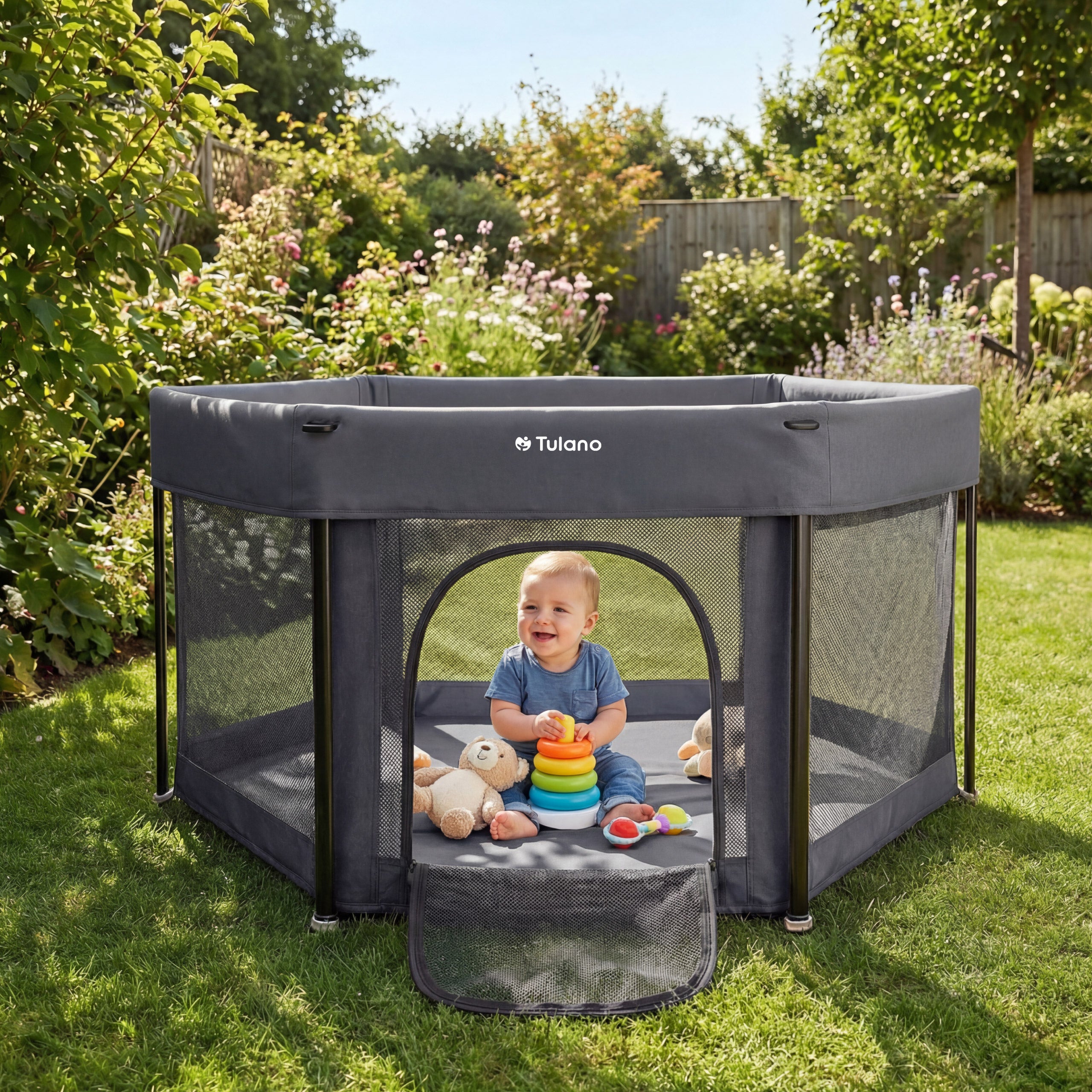 Parque plegable para bebés Tulano Cozy 30 Graphite