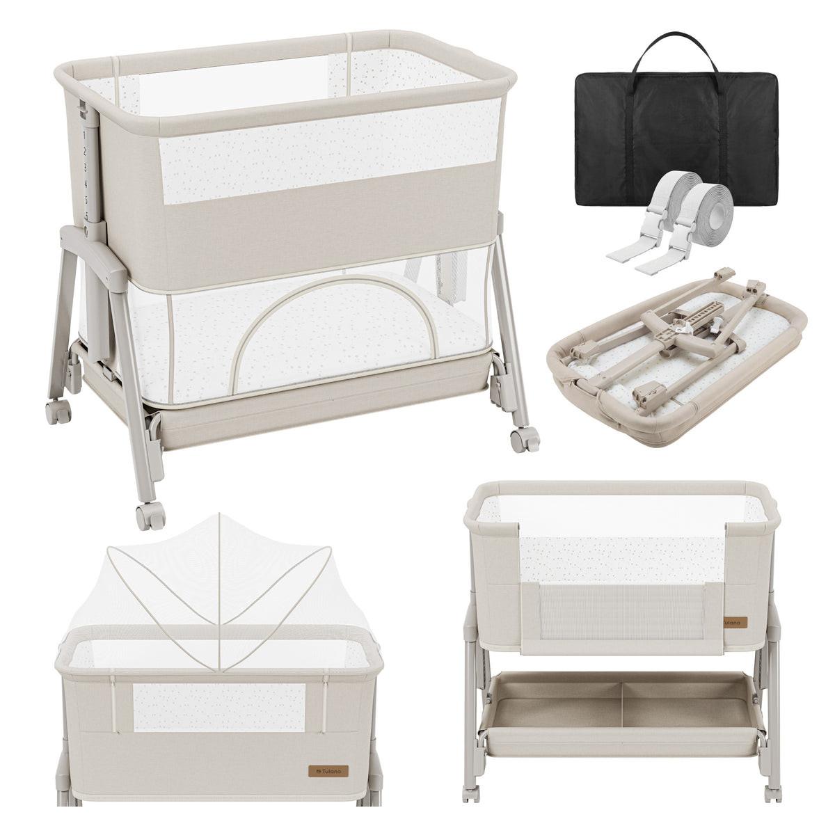 Cuna de colecho y de viaje 4 en 1 Tulano Dream 55 Beige