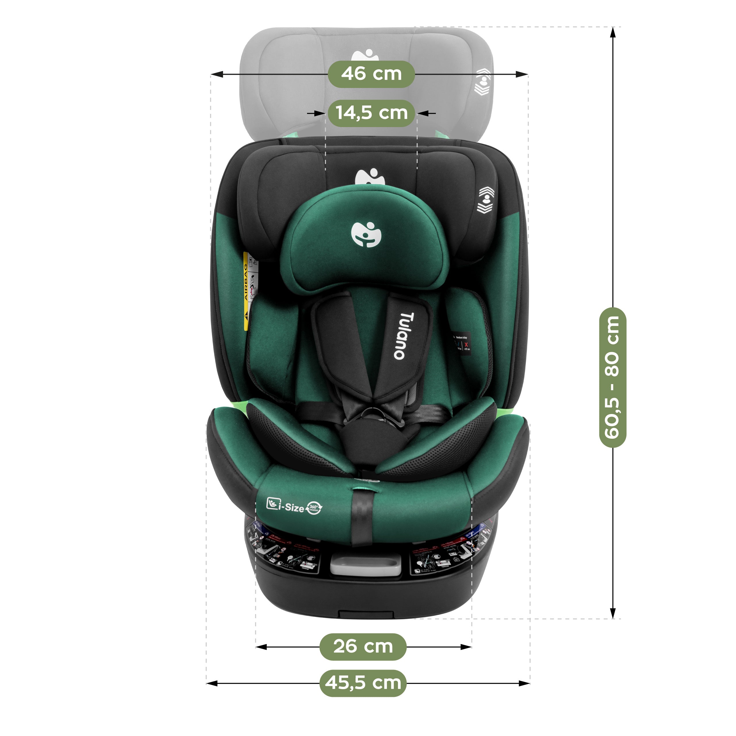 Silla de coche giratoria Tulano Loom 35 Negro Verde