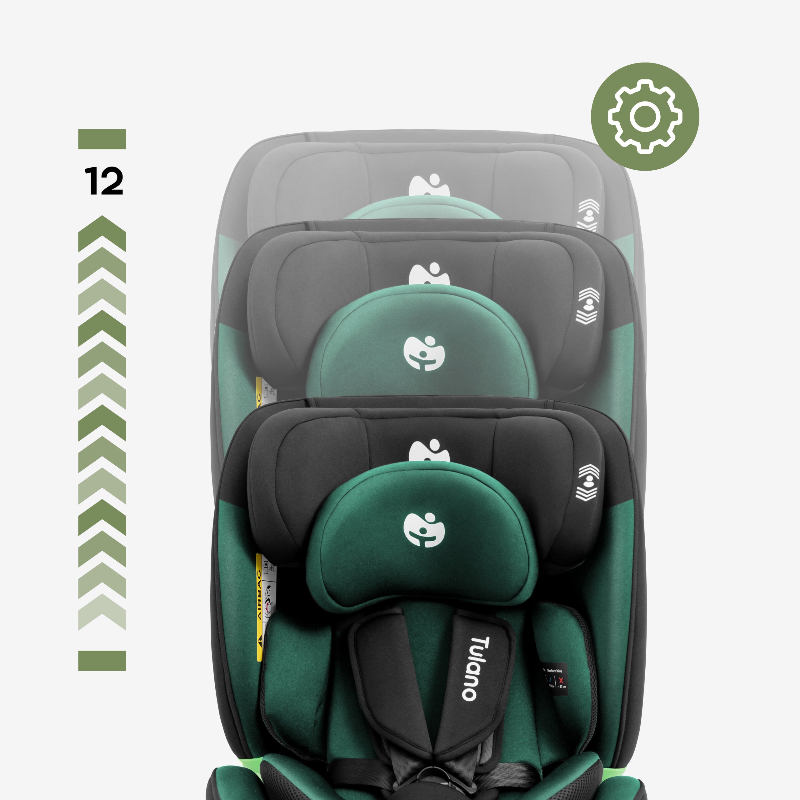 Silla de coche giratoria Tulano Loom 35 Negro Verde