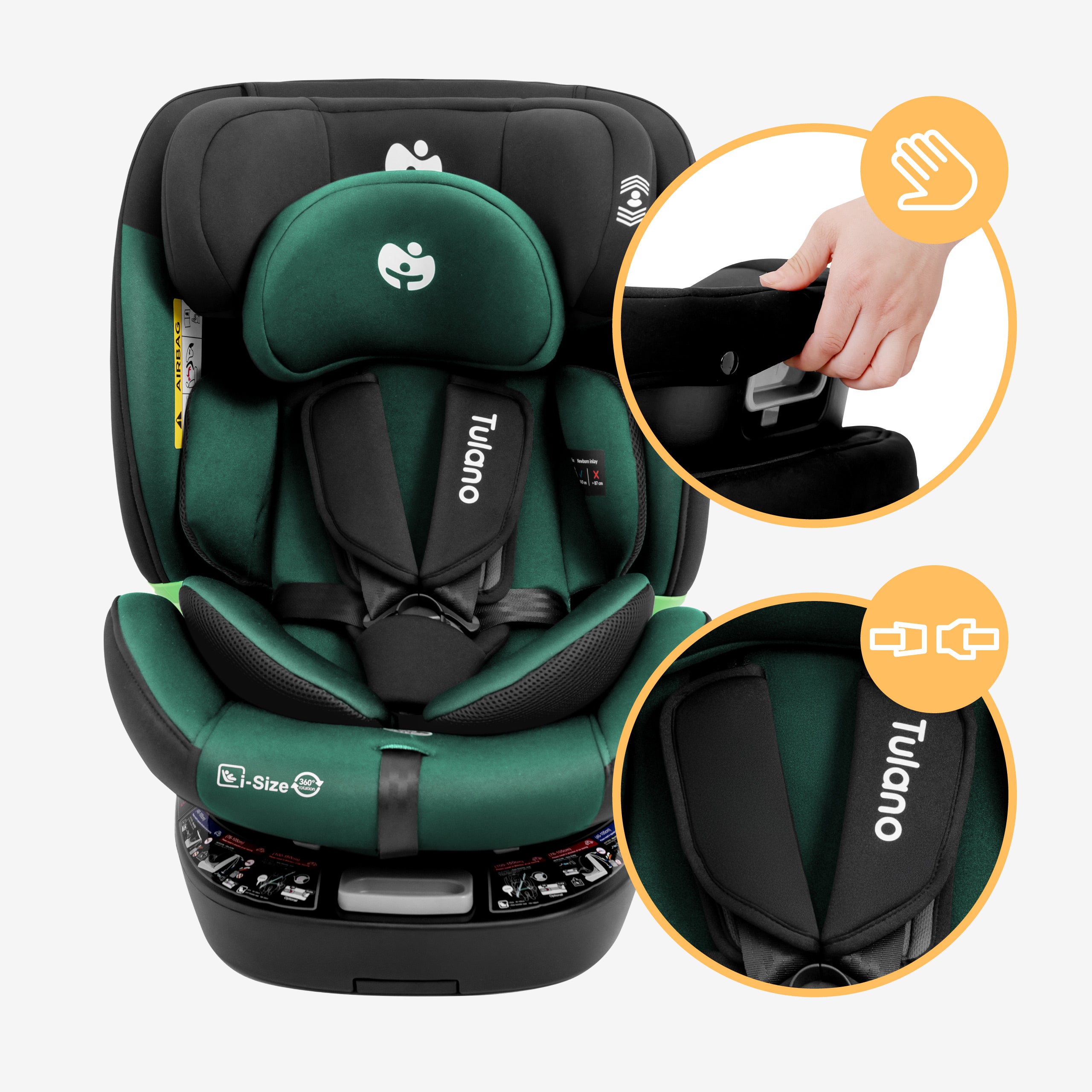 Silla de coche giratoria Tulano Loom 35 Negro Verde