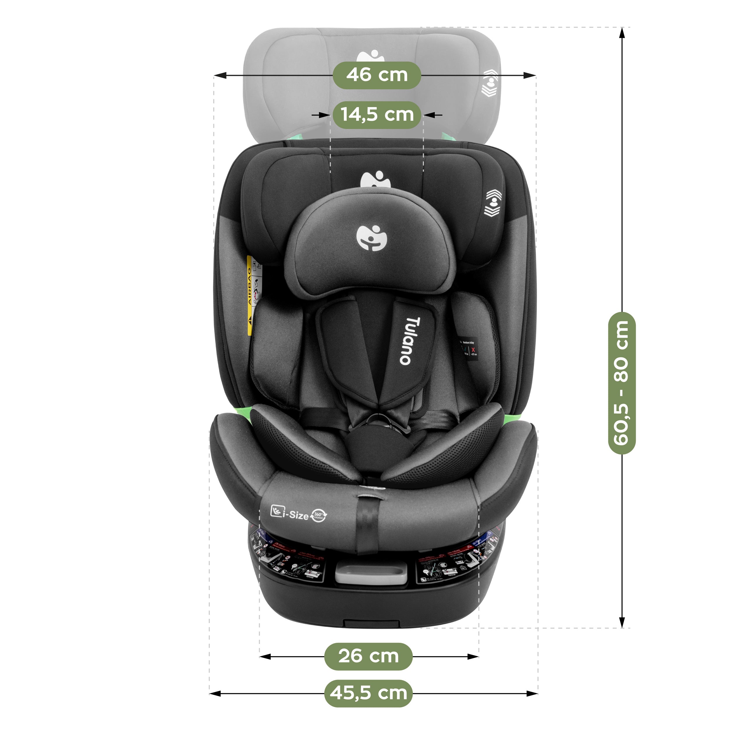 Silla de coche giratoria Tulano Loom 35 Negro-Gris