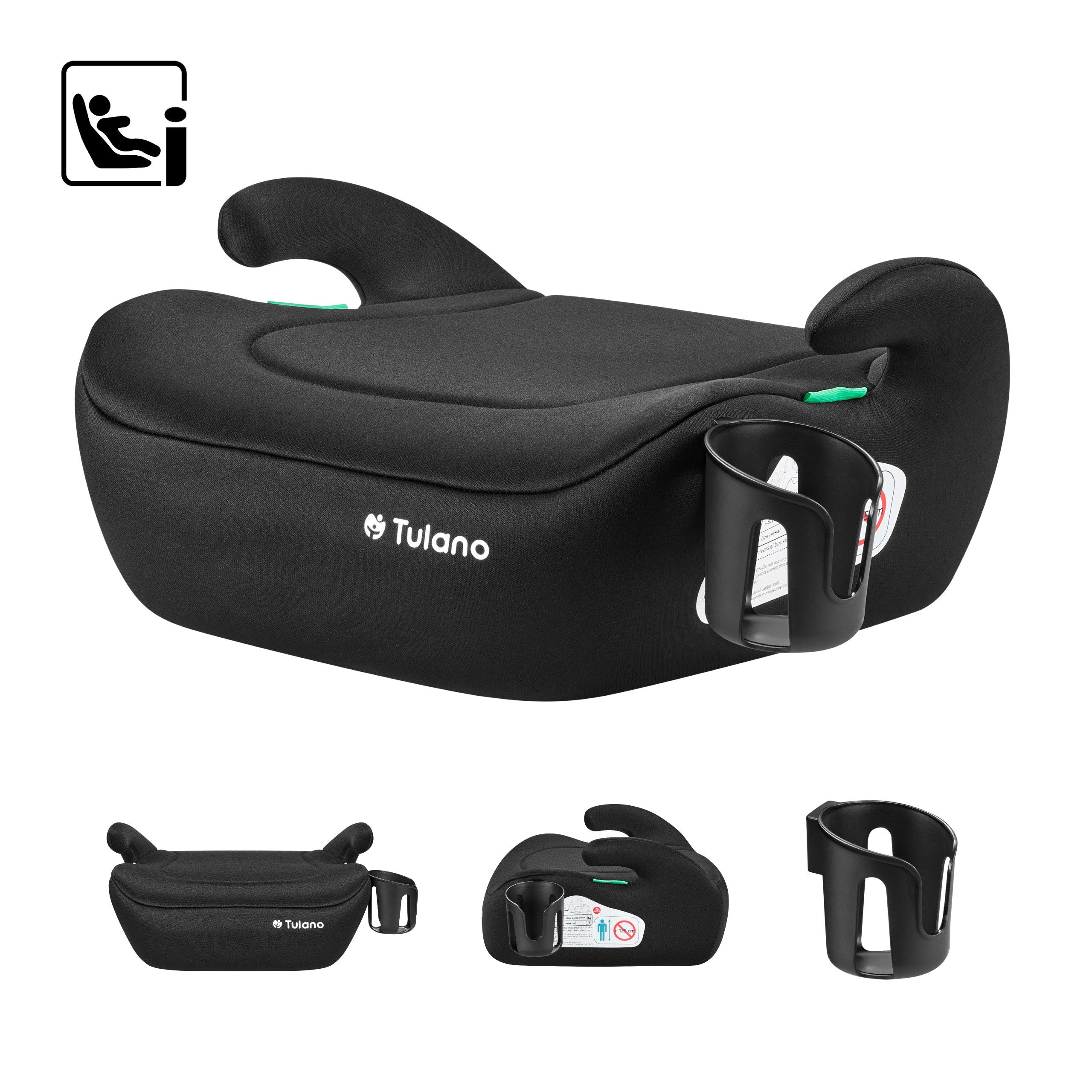 Silla de coche con base Tulano Cabby 20 Black, 125-150 cm, I-Size