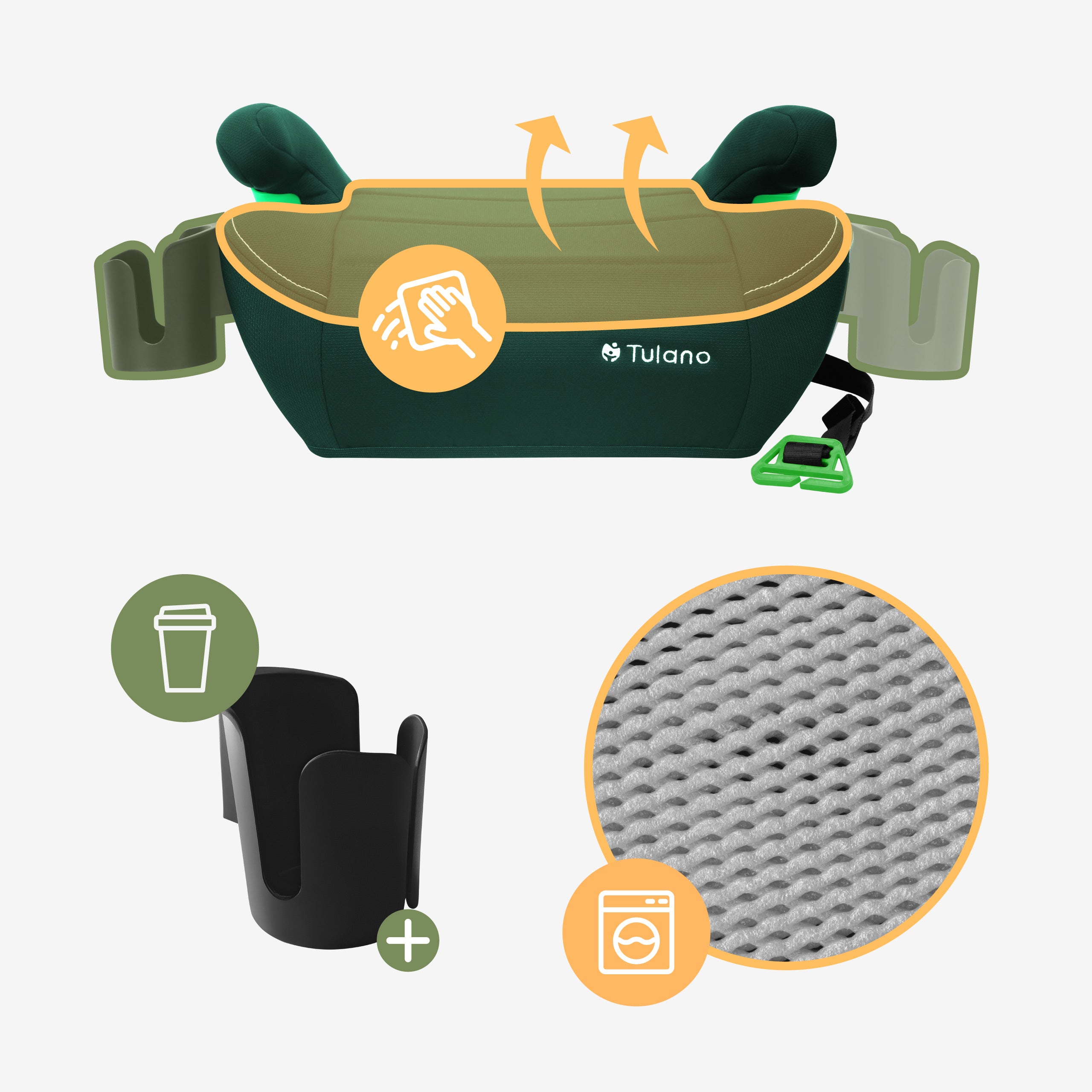 Silla de coche con base Tulano Cabby 25 Green, 125-150 cm, I-Size