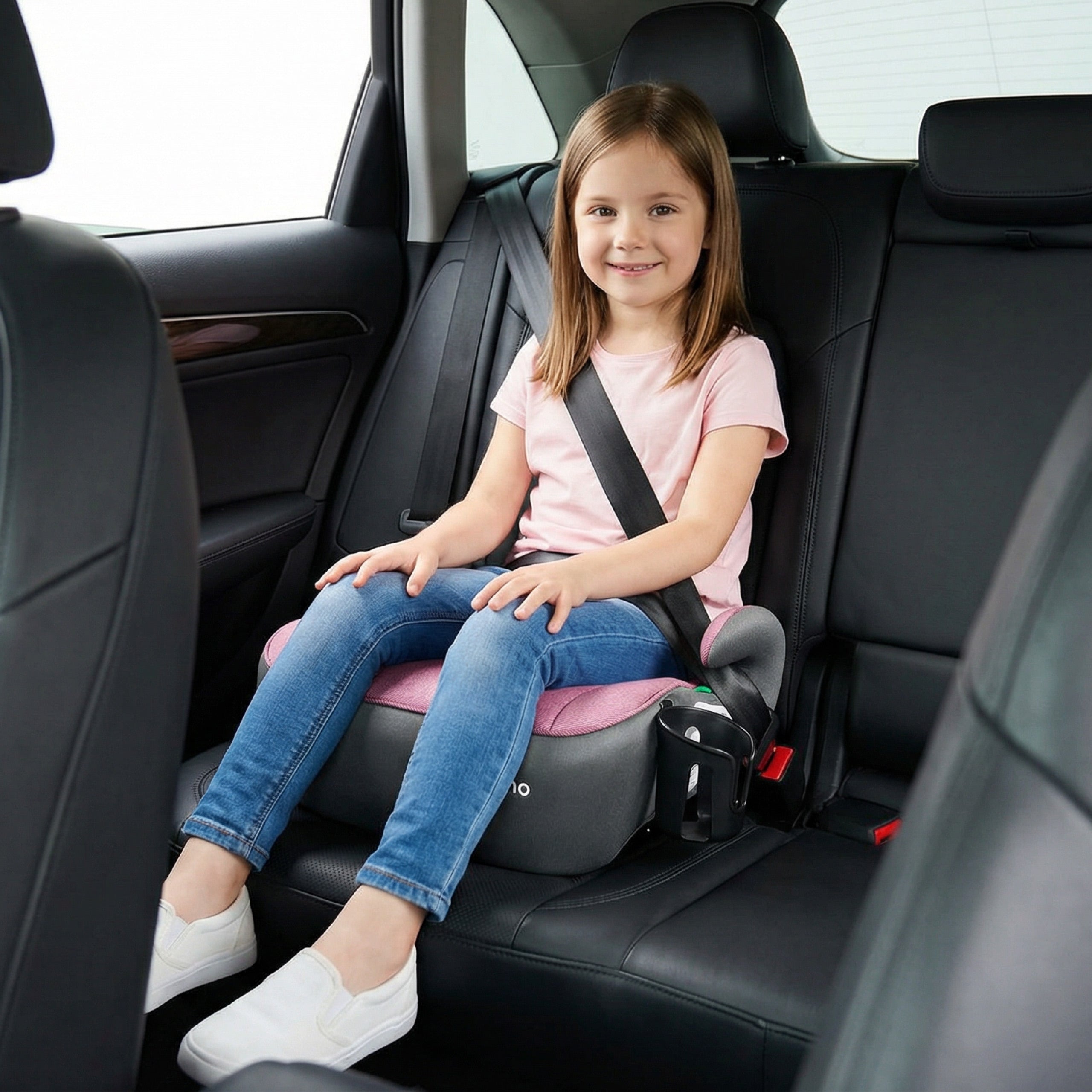 Silla de coche con base Tulano Cabby 30 rosa-gris