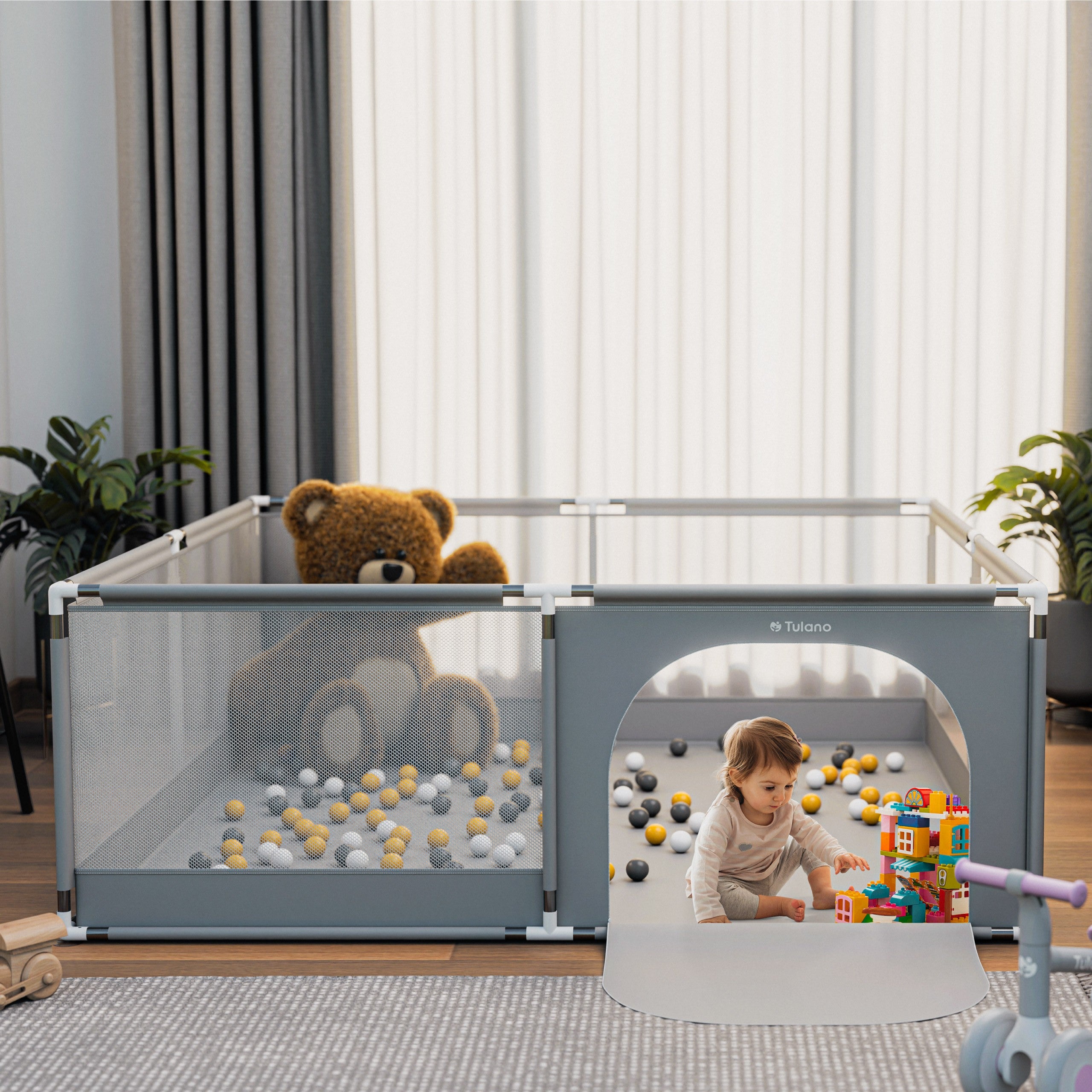 Parque infantil Tulano Cozy 28 Grey - 200 cm