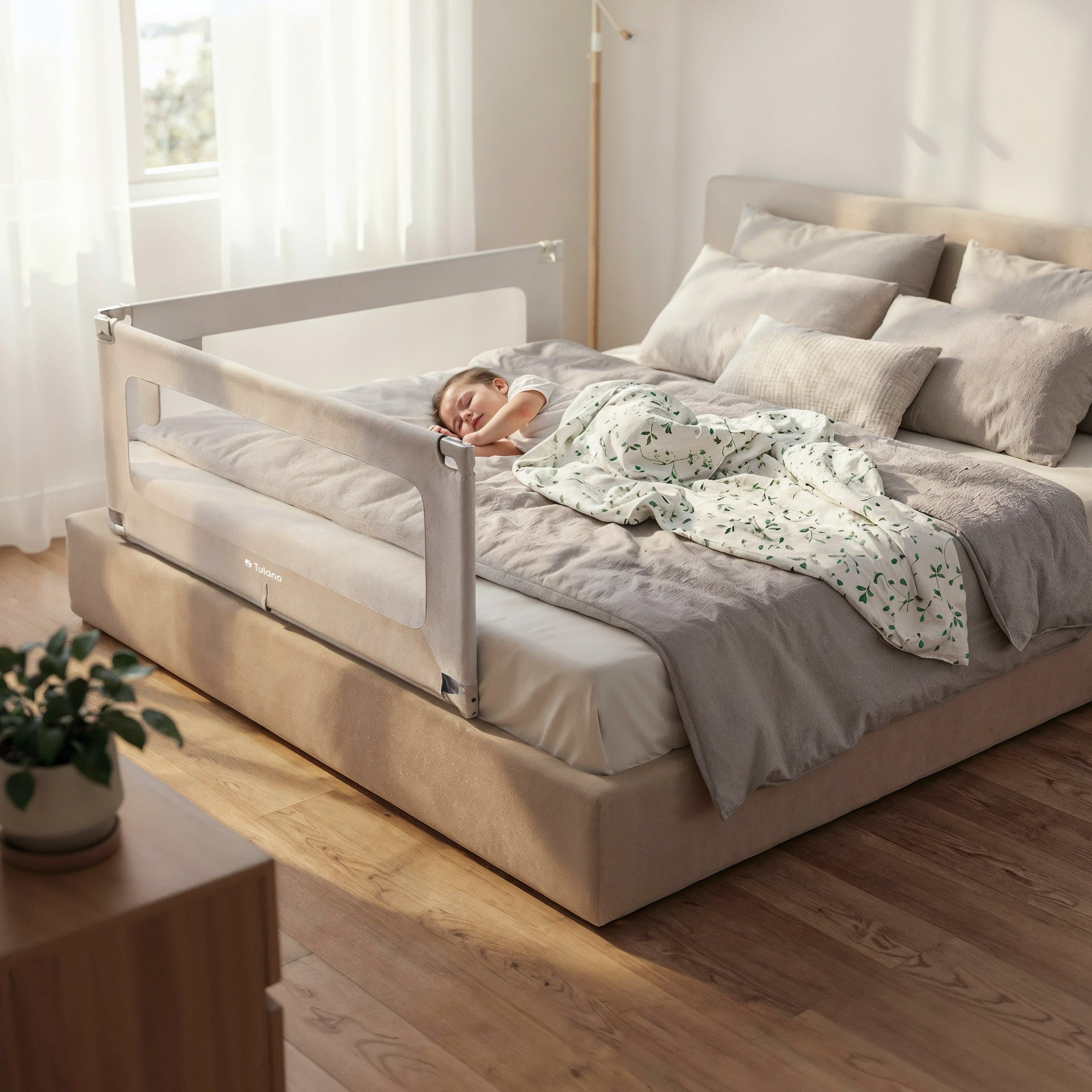 Barandilla de seguridad para cama de 160 cm Tulano Cover 46 Blanco-Gris