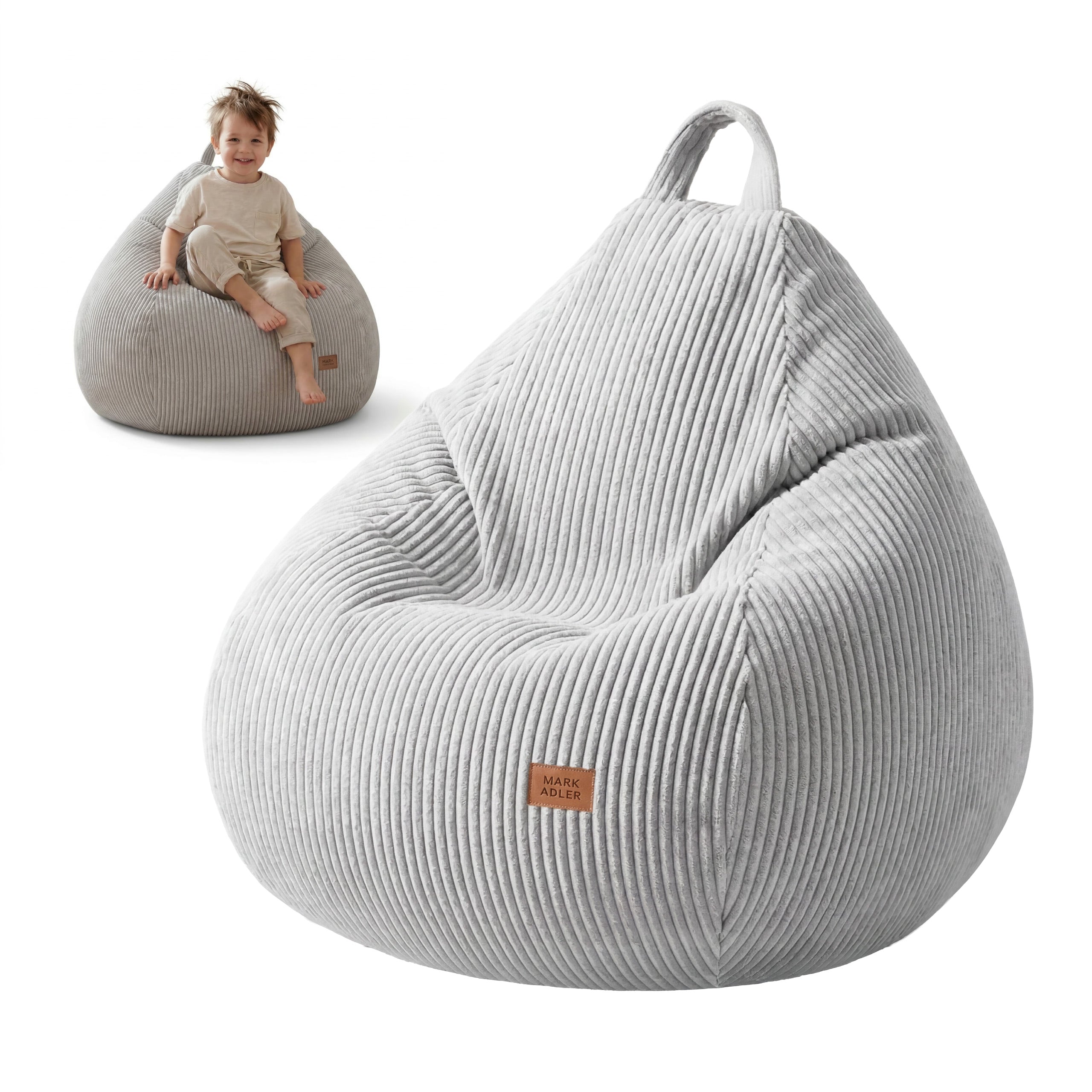 Puf tipo saco de pana gris Mark Adler Comfy 1.0 Grey
