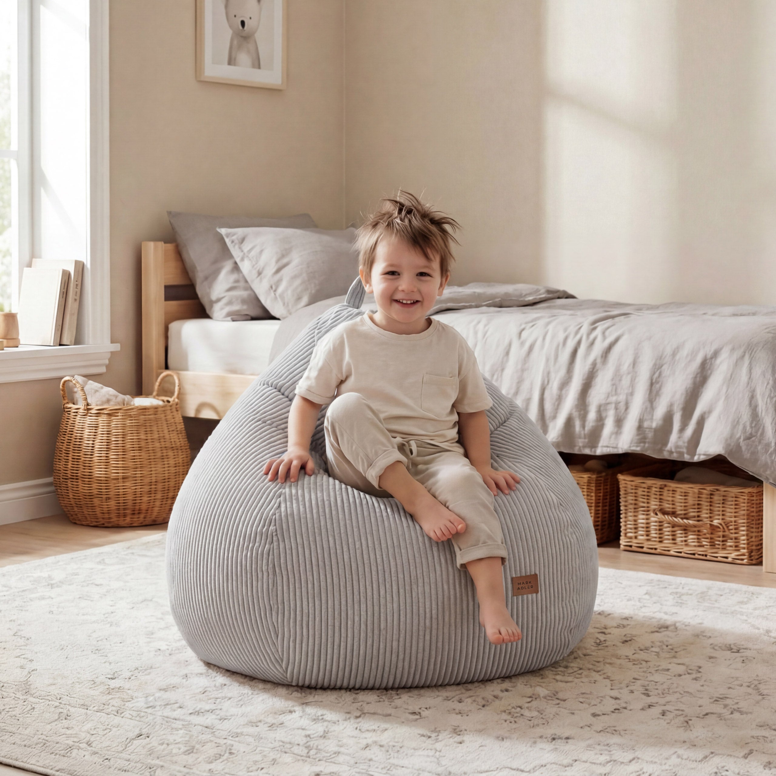 Puf tipo saco de pana gris Mark Adler Comfy 1.0 Grey