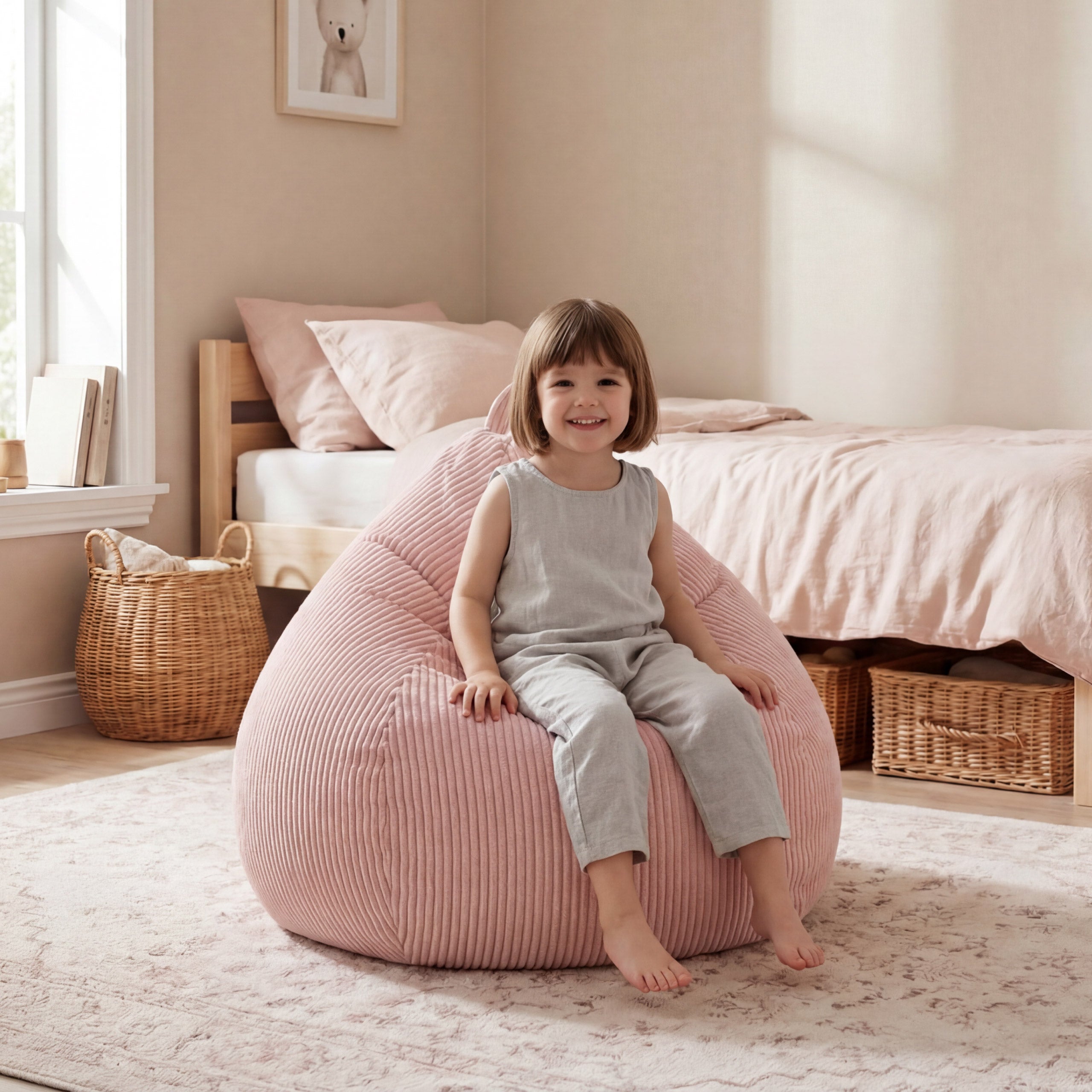 Puf tipo saco de pana gris Mark Adler Comfy 1.0 Pink