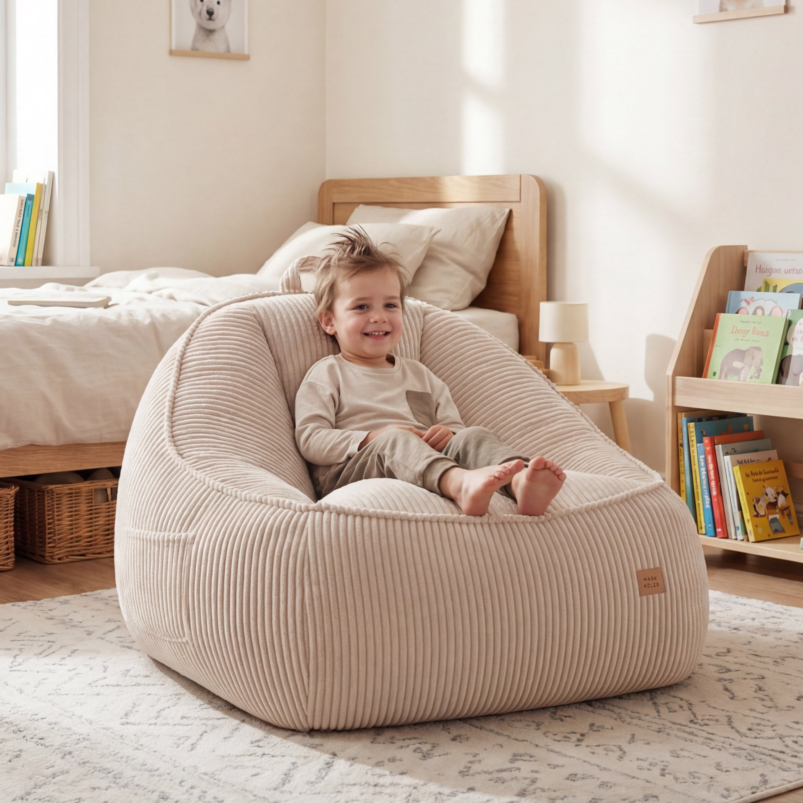 Sillón puf de pana con respaldo Mark Adler Comfy 4.0 Beige