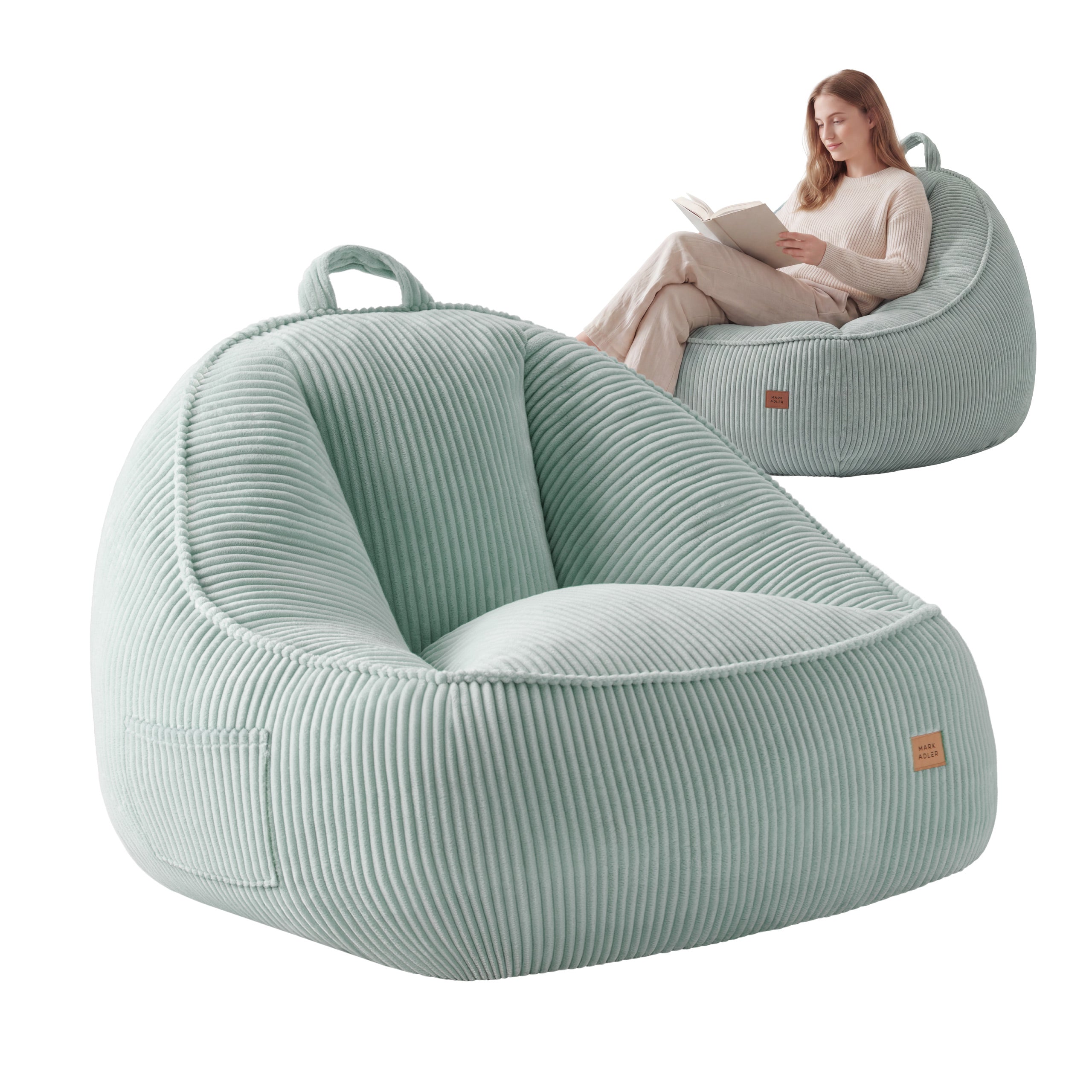 Sillón puf de pana con respaldo Mark Adler Comfy 4.0 Sage