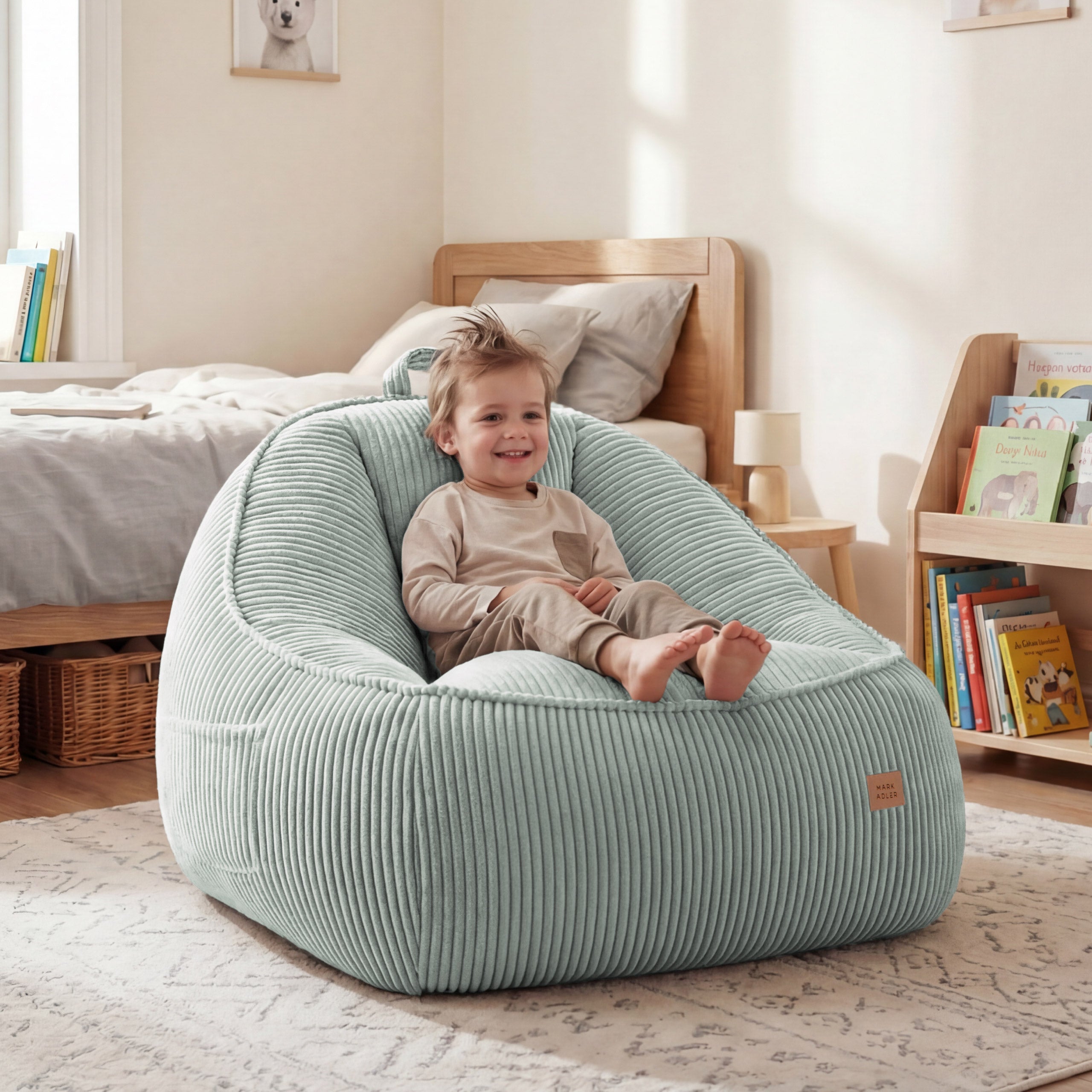 Sillón puf de pana con respaldo Mark Adler Comfy 4.0 Sage