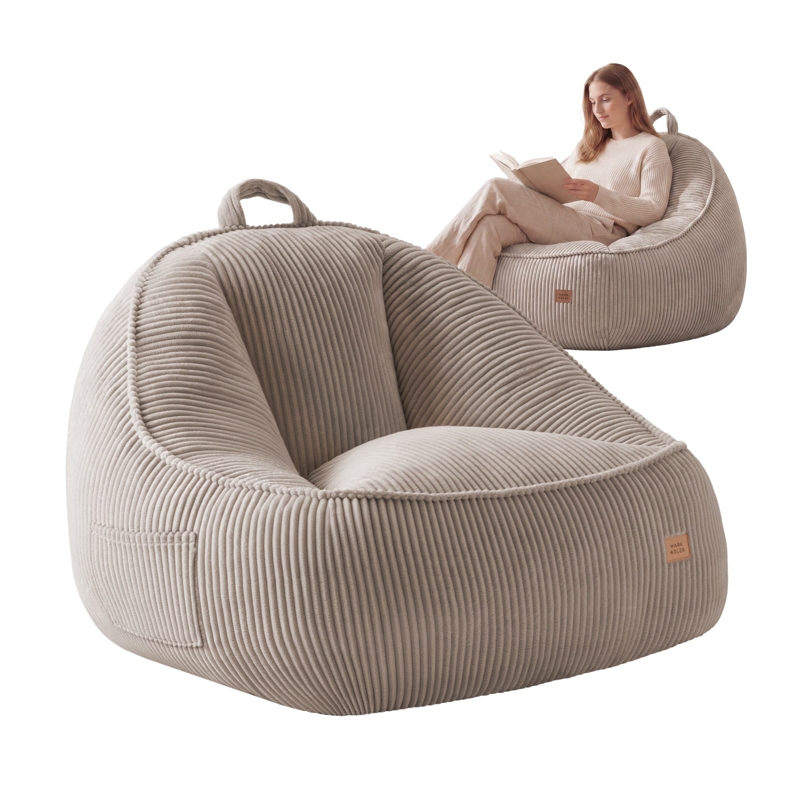 Sillón puf de pana con respaldo Mark Adler Comfy 4.0 Taupe