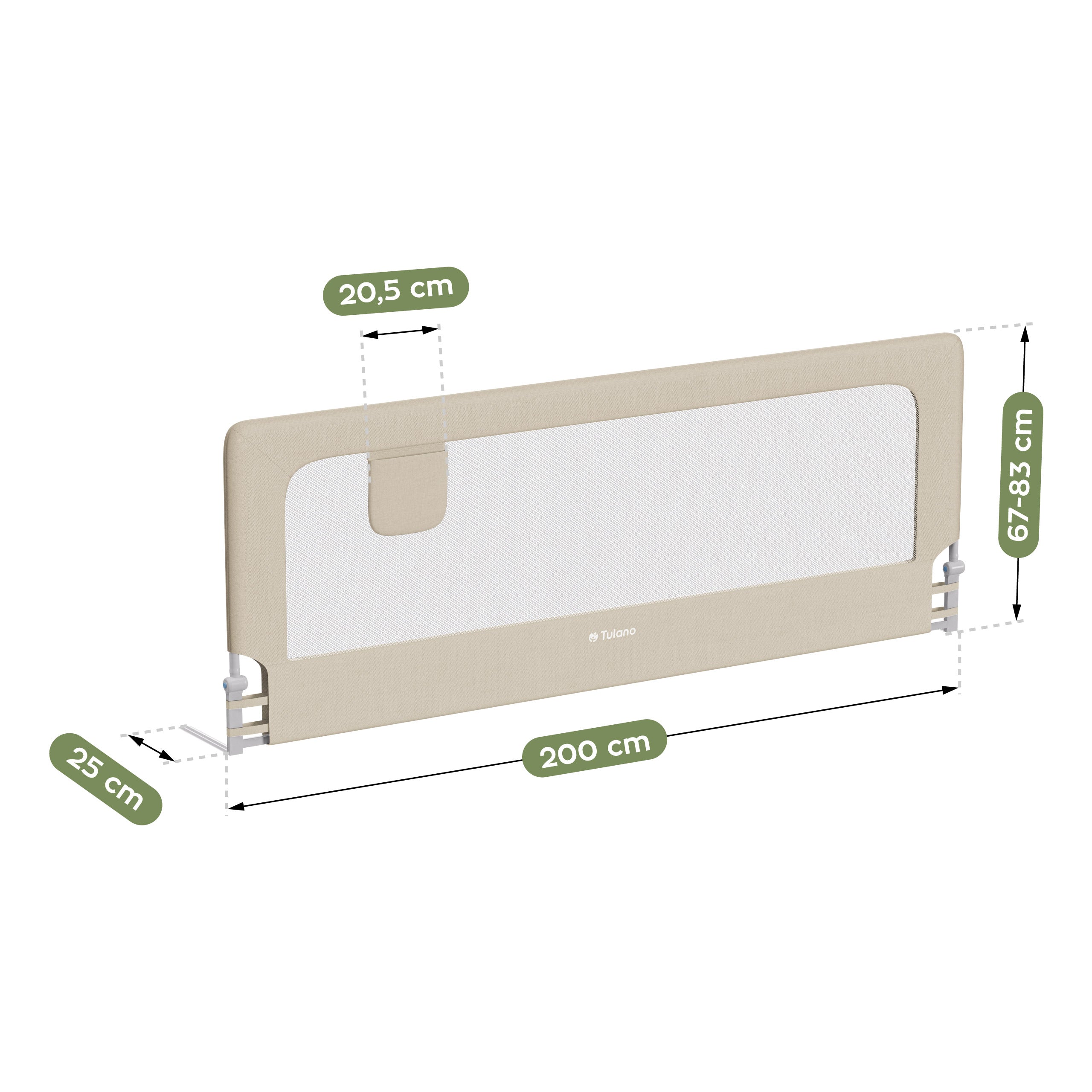 Barandilla de seguridad para cama de 200 cm Tulano Cover 30 Beige