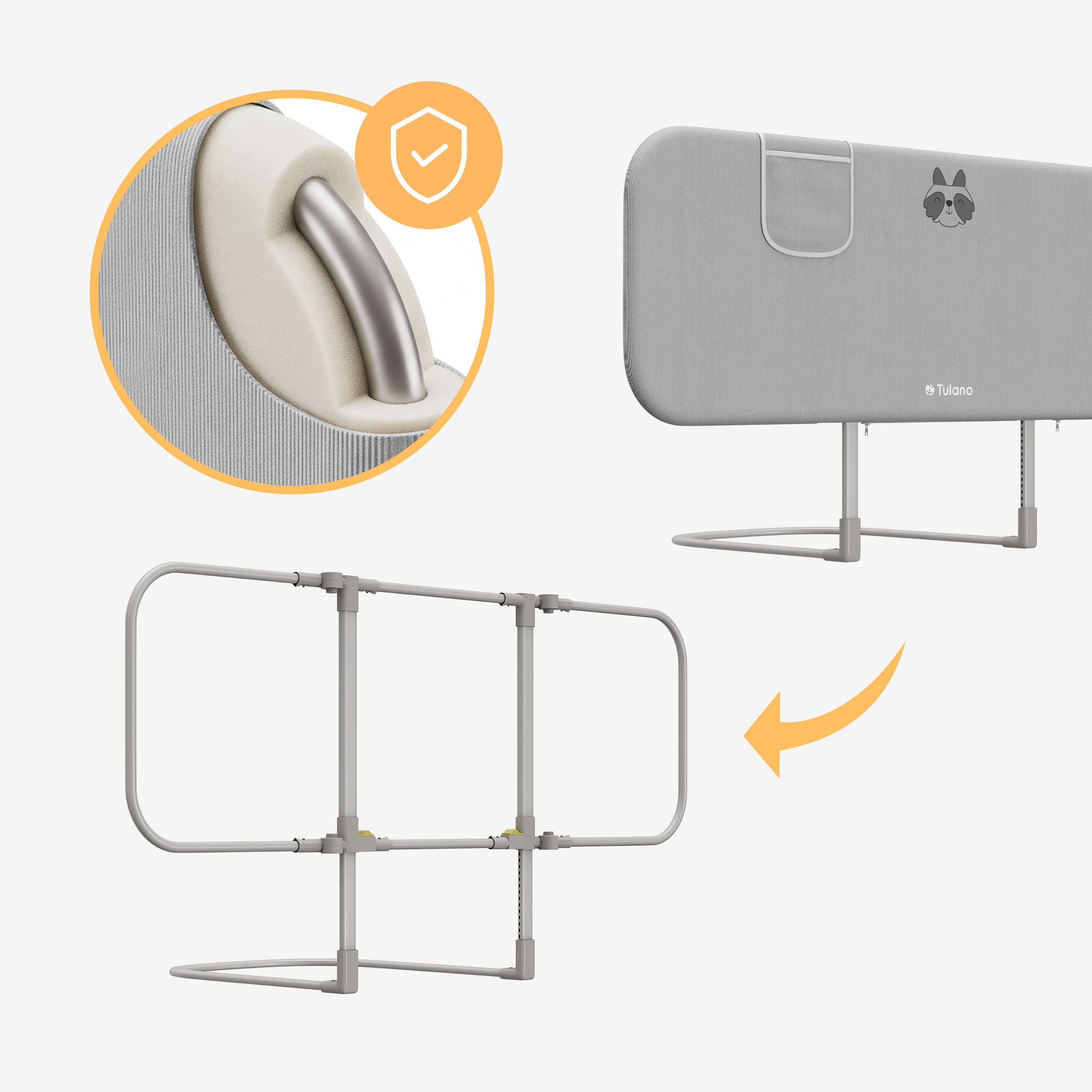 Barrera de seguridad para cama 120 cm Cover 50 Grey
