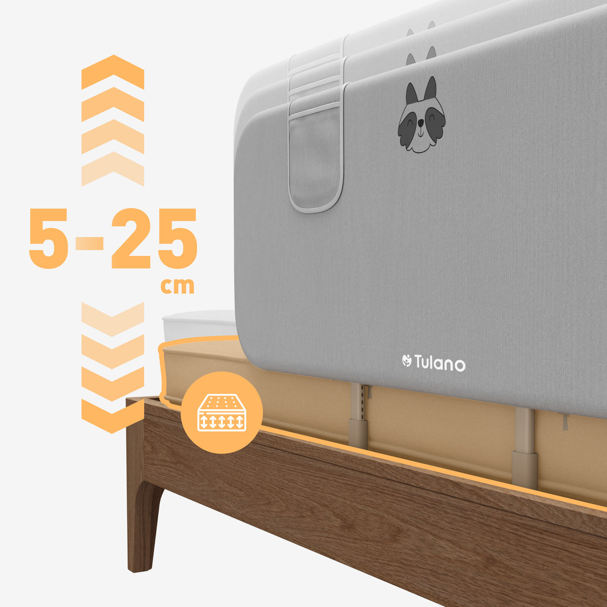 Barrera de seguridad para cama 120 cm Cover 50 Grey