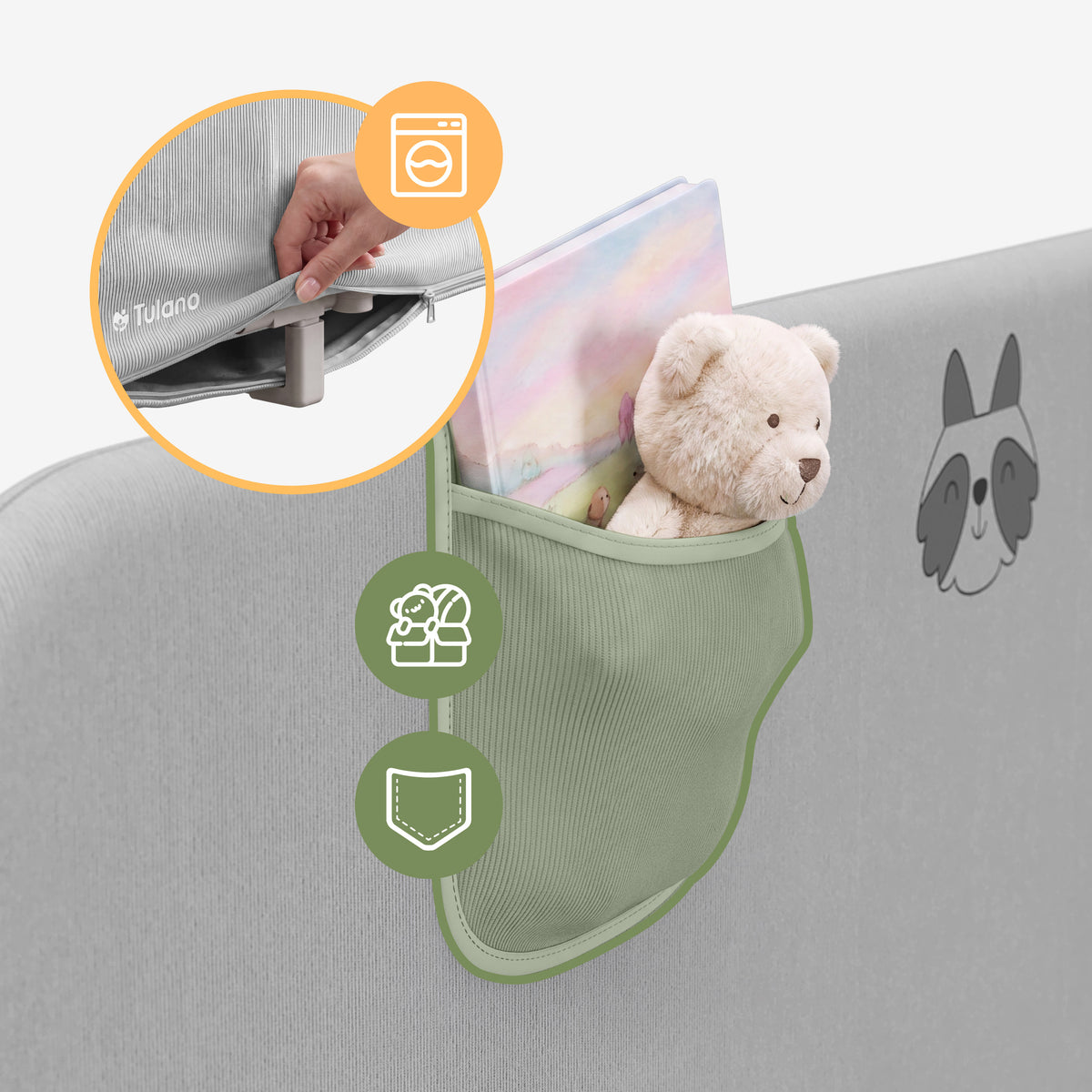 Barrera de seguridad para cama 120 cm Cover 50 Grey