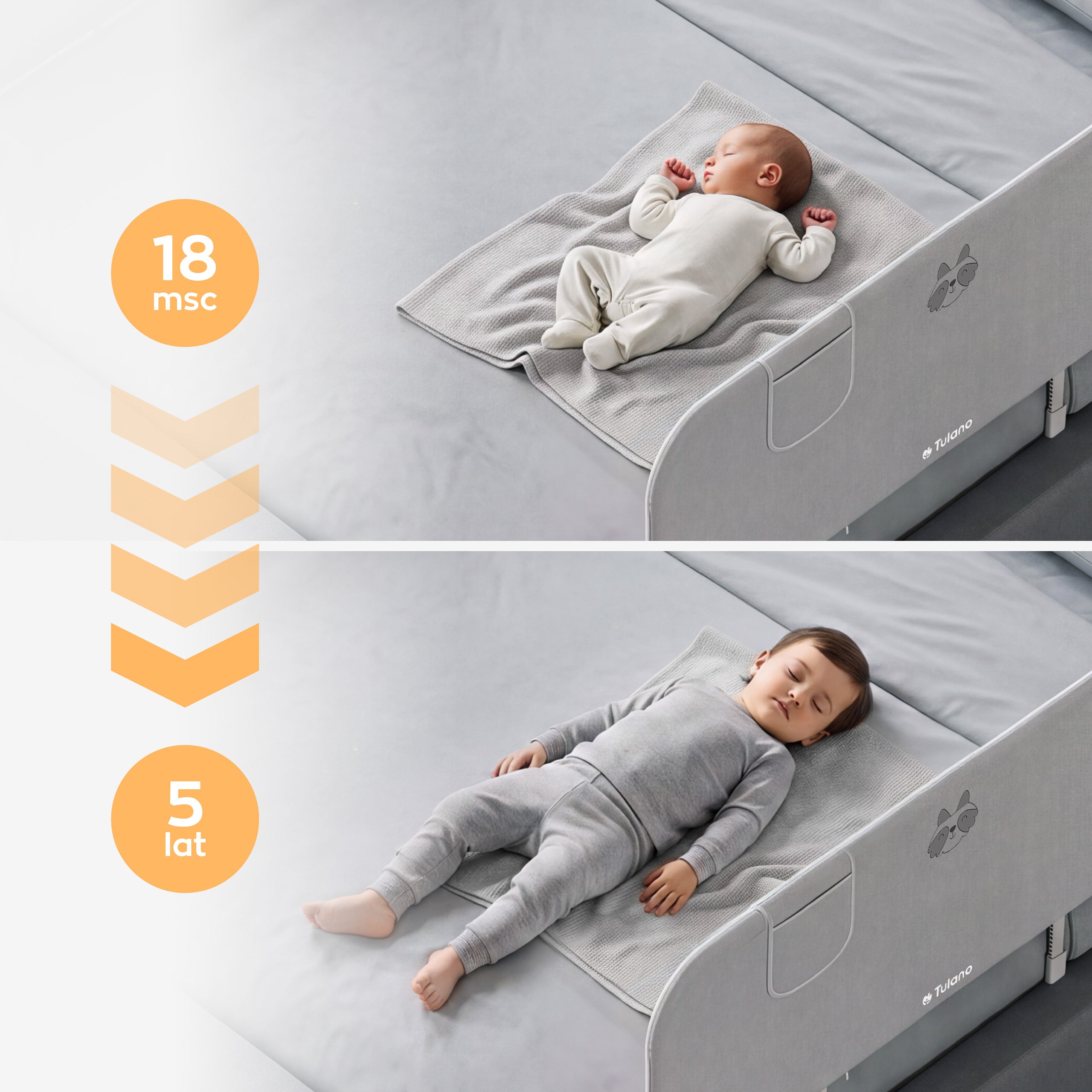 Barrera de seguridad para cama 120 cm Cover 50 Grey