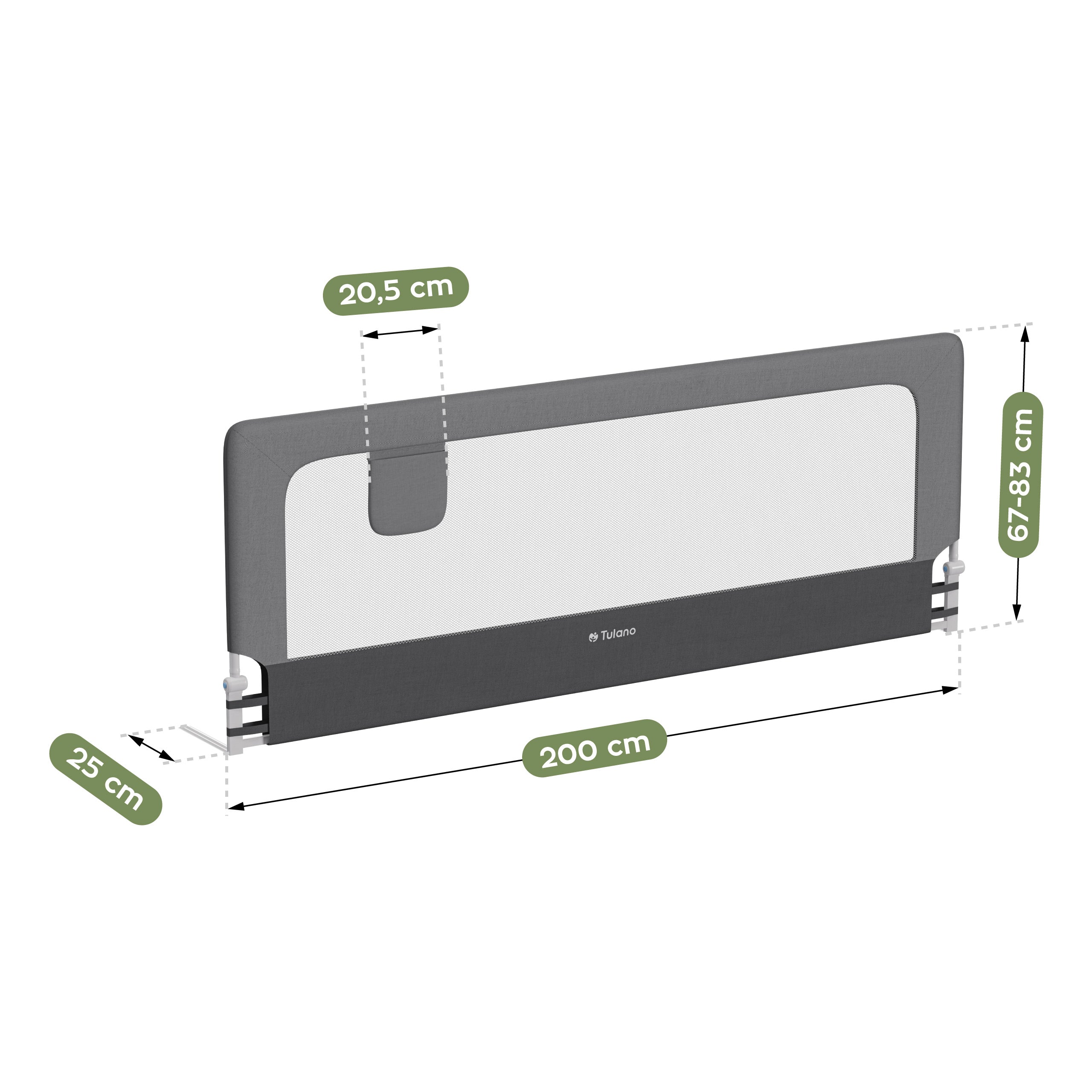 Barandilla de seguridad para cama de 200 cm Tulano Cover 30 Grey