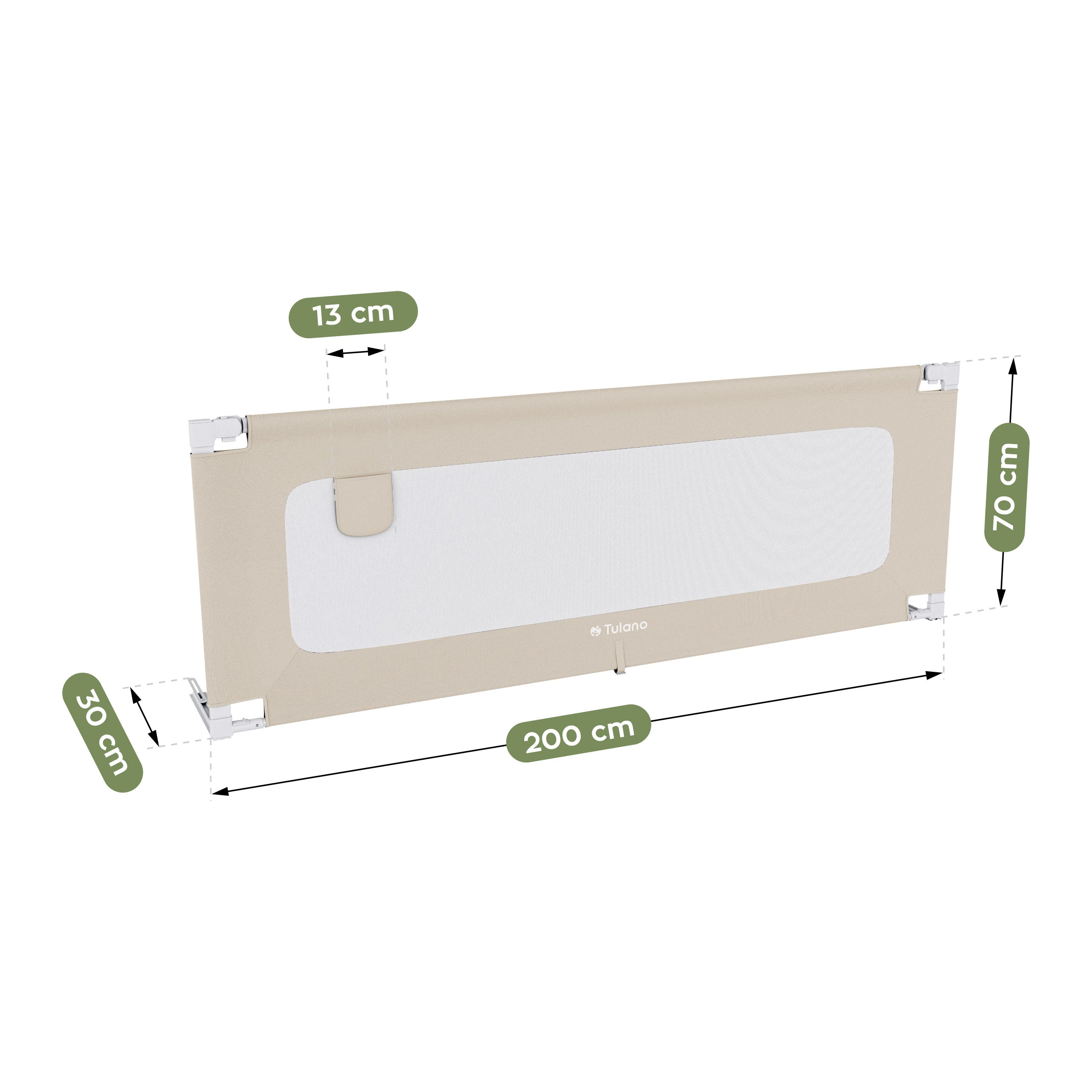 Barandilla de seguridad para cama de 200 cm Tulano Cover 40 Beige