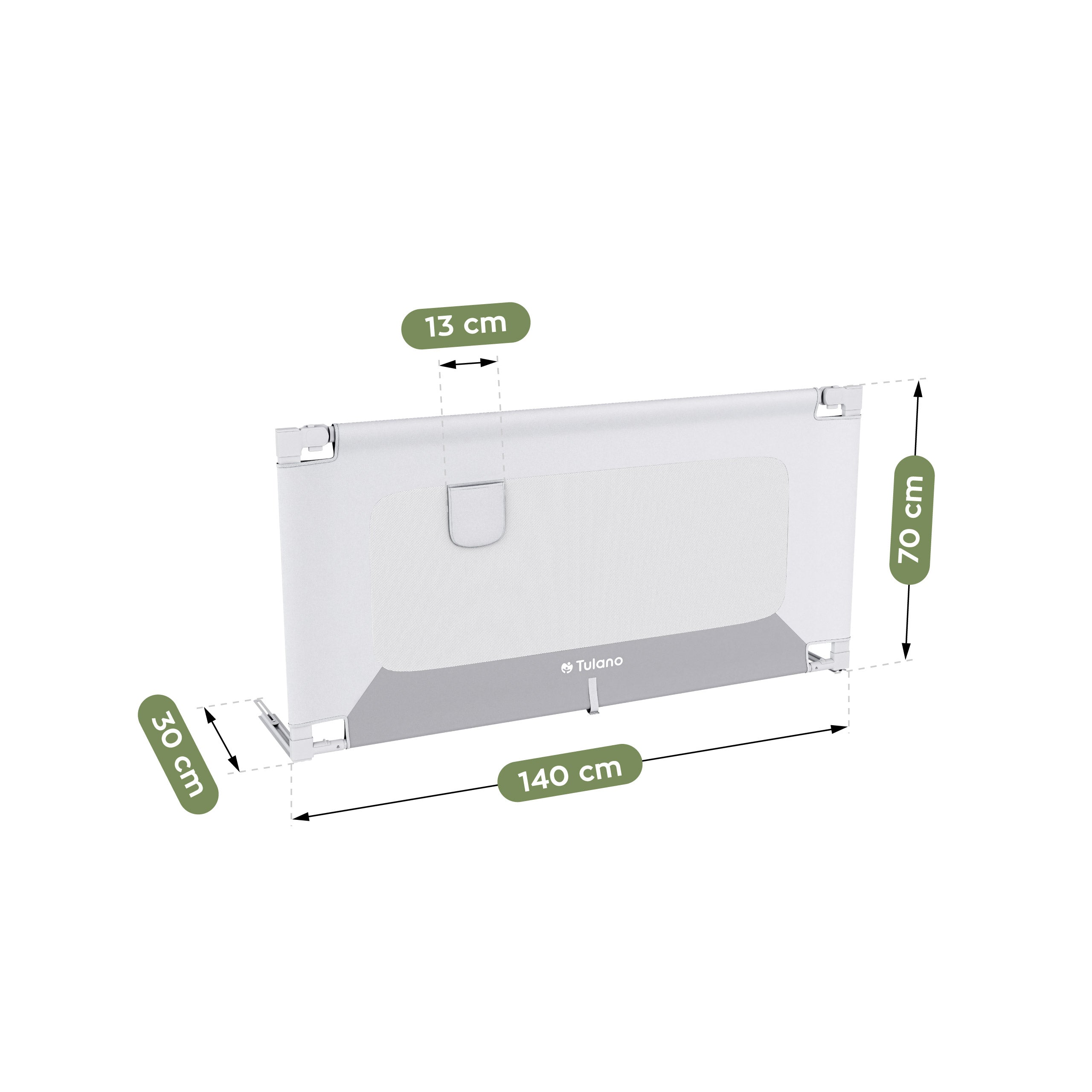Barandilla de seguridad para cama de 140 cm Tulano Cover 44 Blanco-Gris