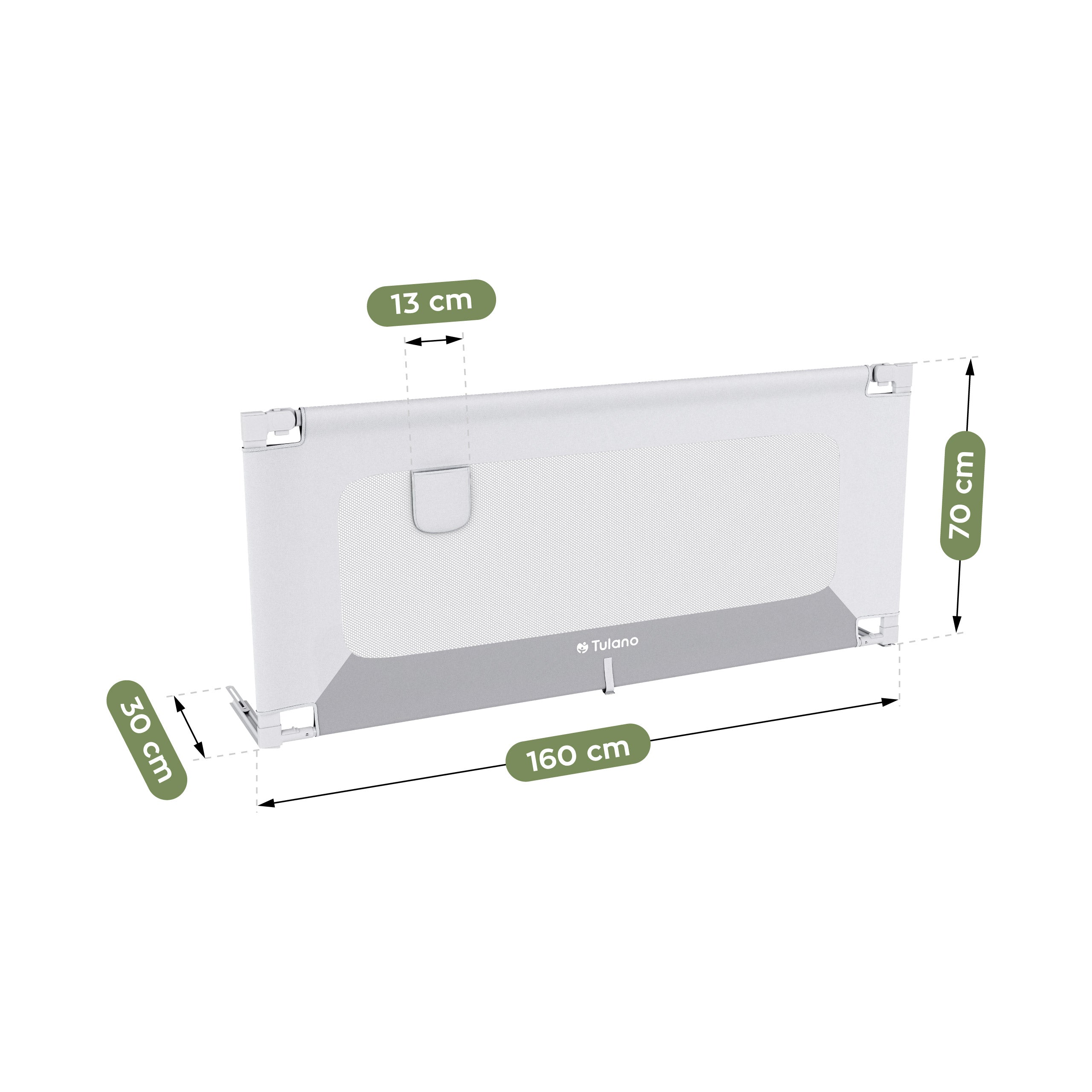 Barandilla de seguridad para cama de 160 cm Tulano Cover 46 Blanco-Gris