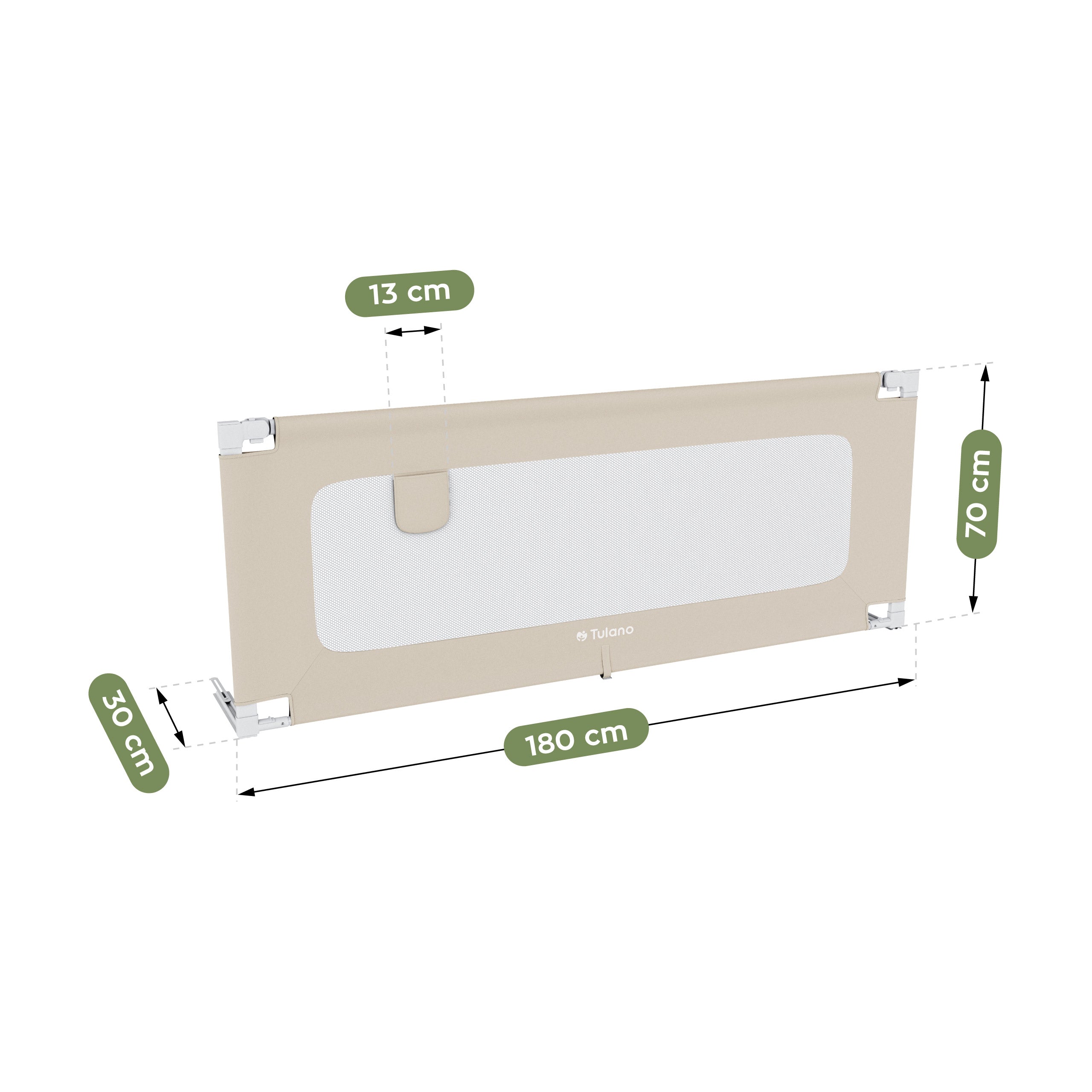 Barandilla de seguridad para cama de 180 cm Tulano Cover 48 Beige