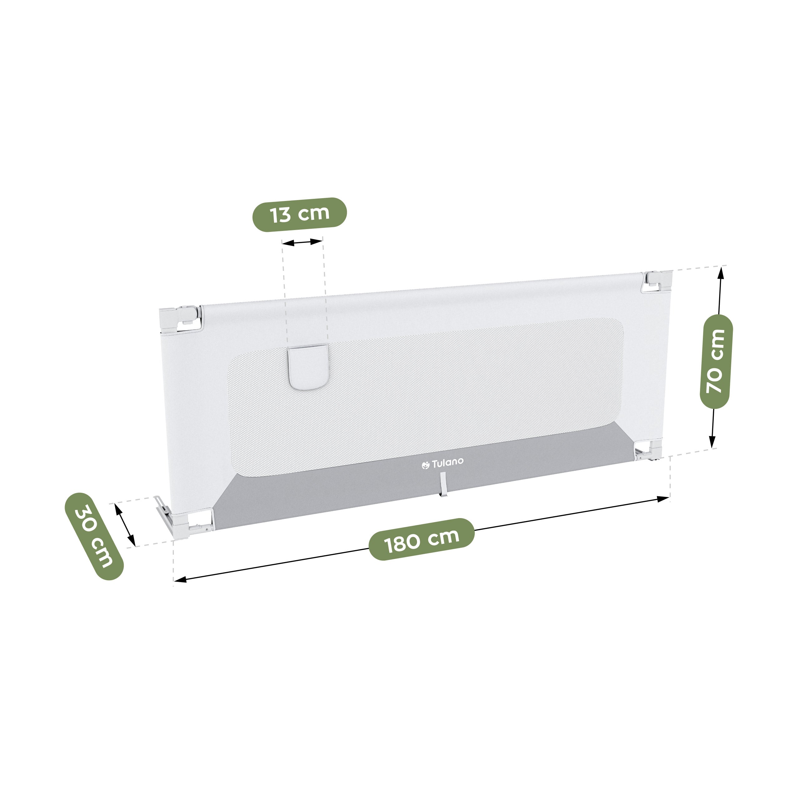 Barandilla de seguridad para cama de 180 cm Tulano Cover 48 Blanco-Gris