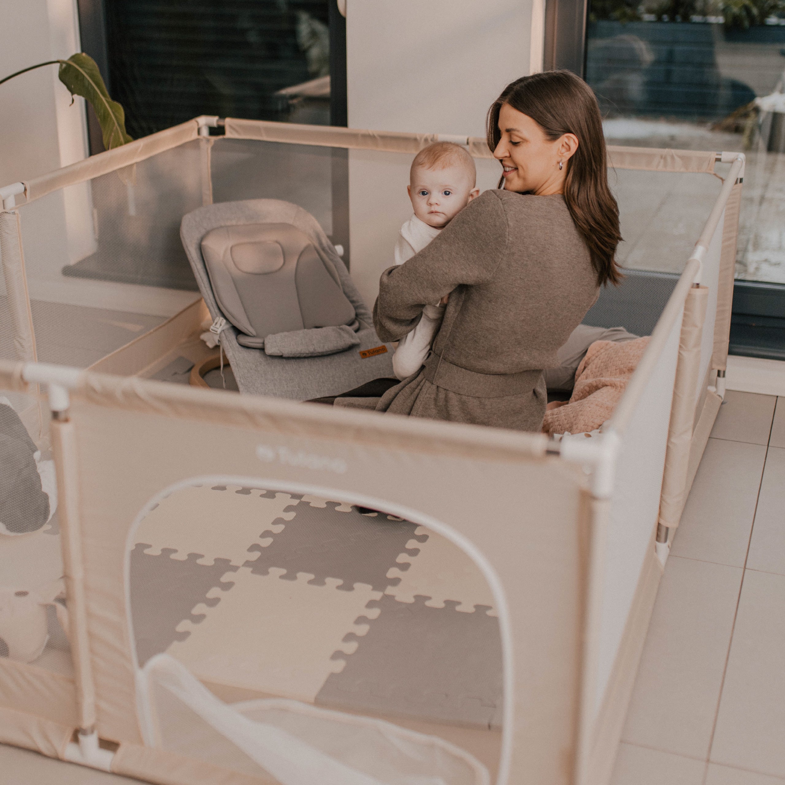 Parque infantil Tulano Cozy 25 Beige - 150 cm