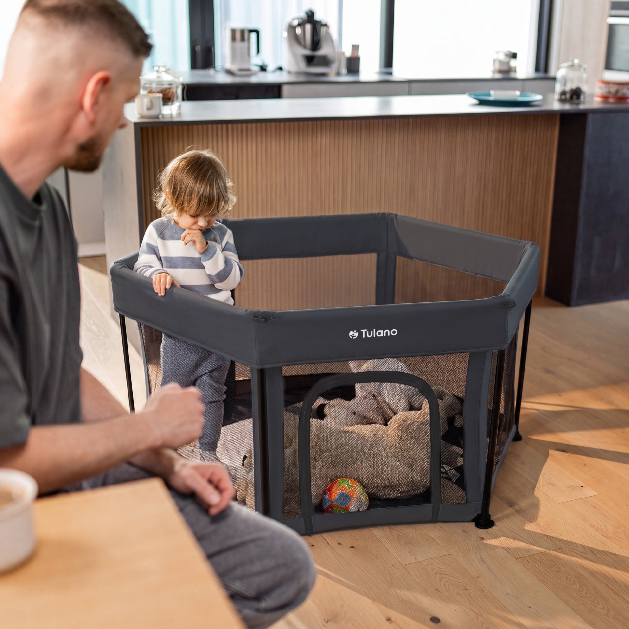 Parque plegable para bebés Tulano Cozy 30 Graphite