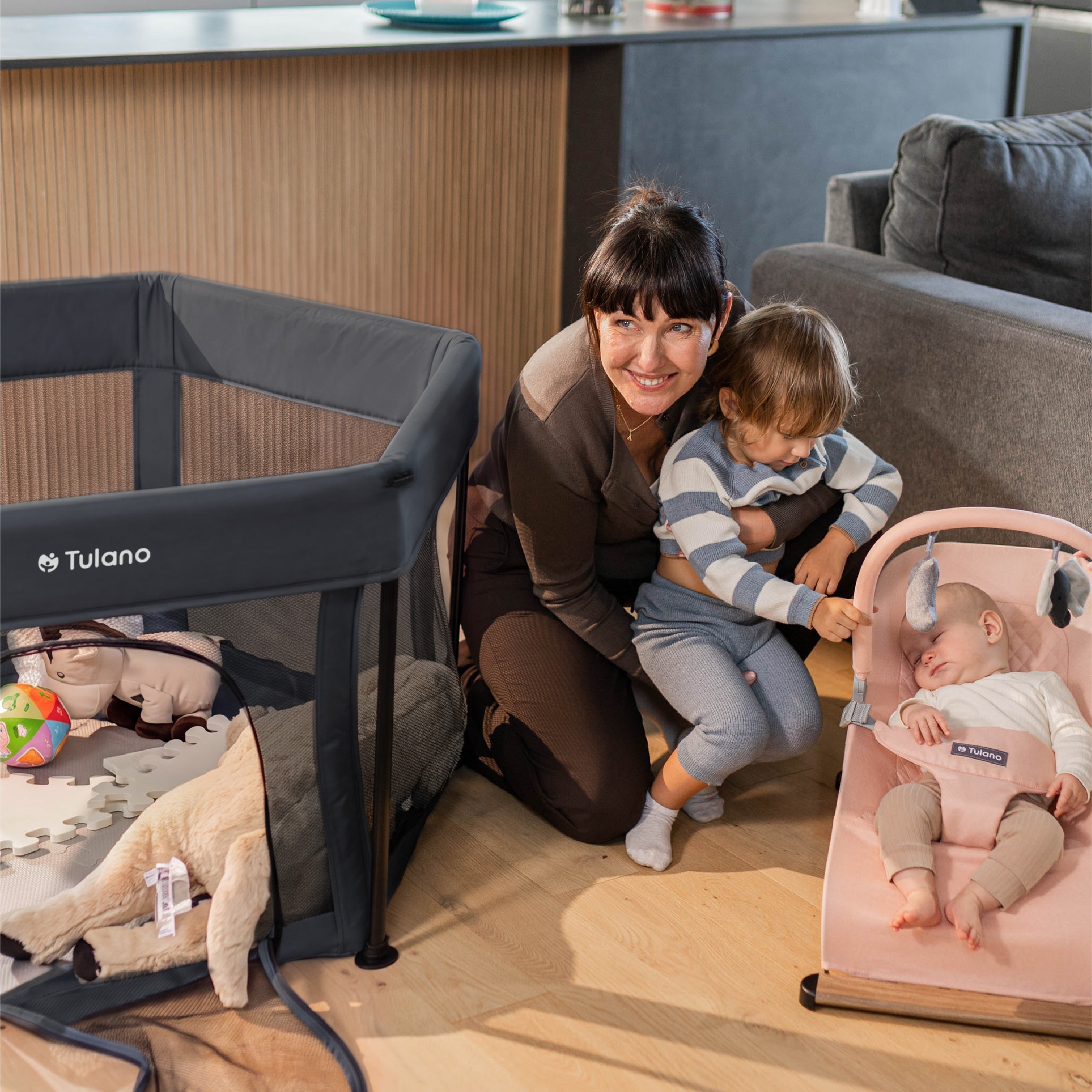 Parque plegable para bebés Tulano Cozy 30 Graphite