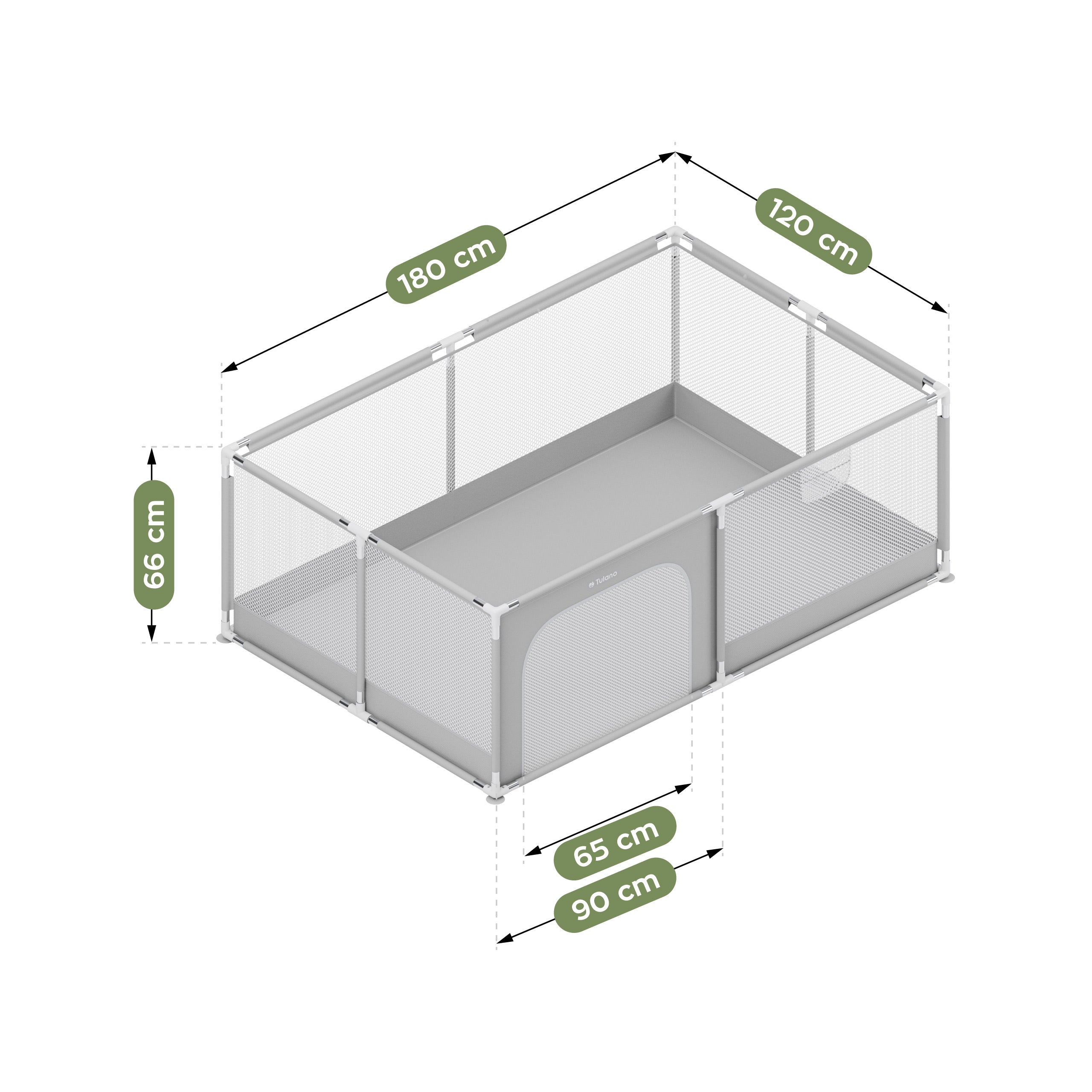 Parque infantil Tulano Cozy 22 Grey - 180 cm