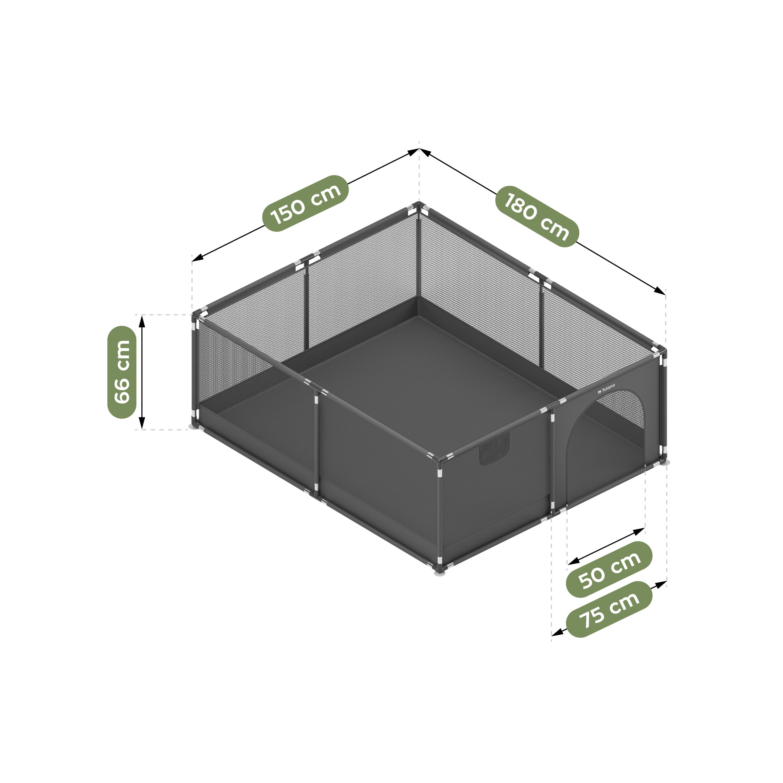 Parque infantil Tulano Cozy 25 Graphite - 150 cm