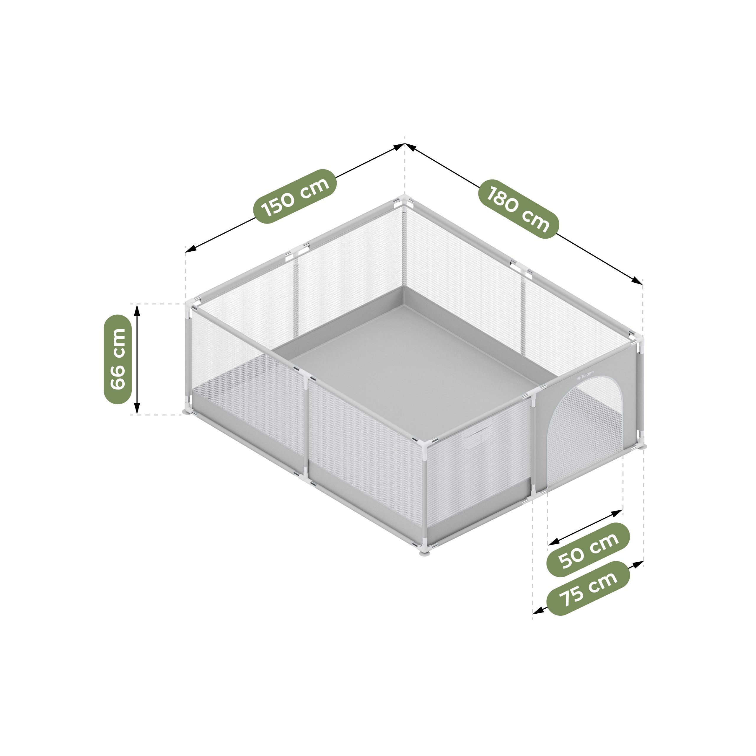 Parque infantil TULANO Cozy 25 Grey - 150 cm