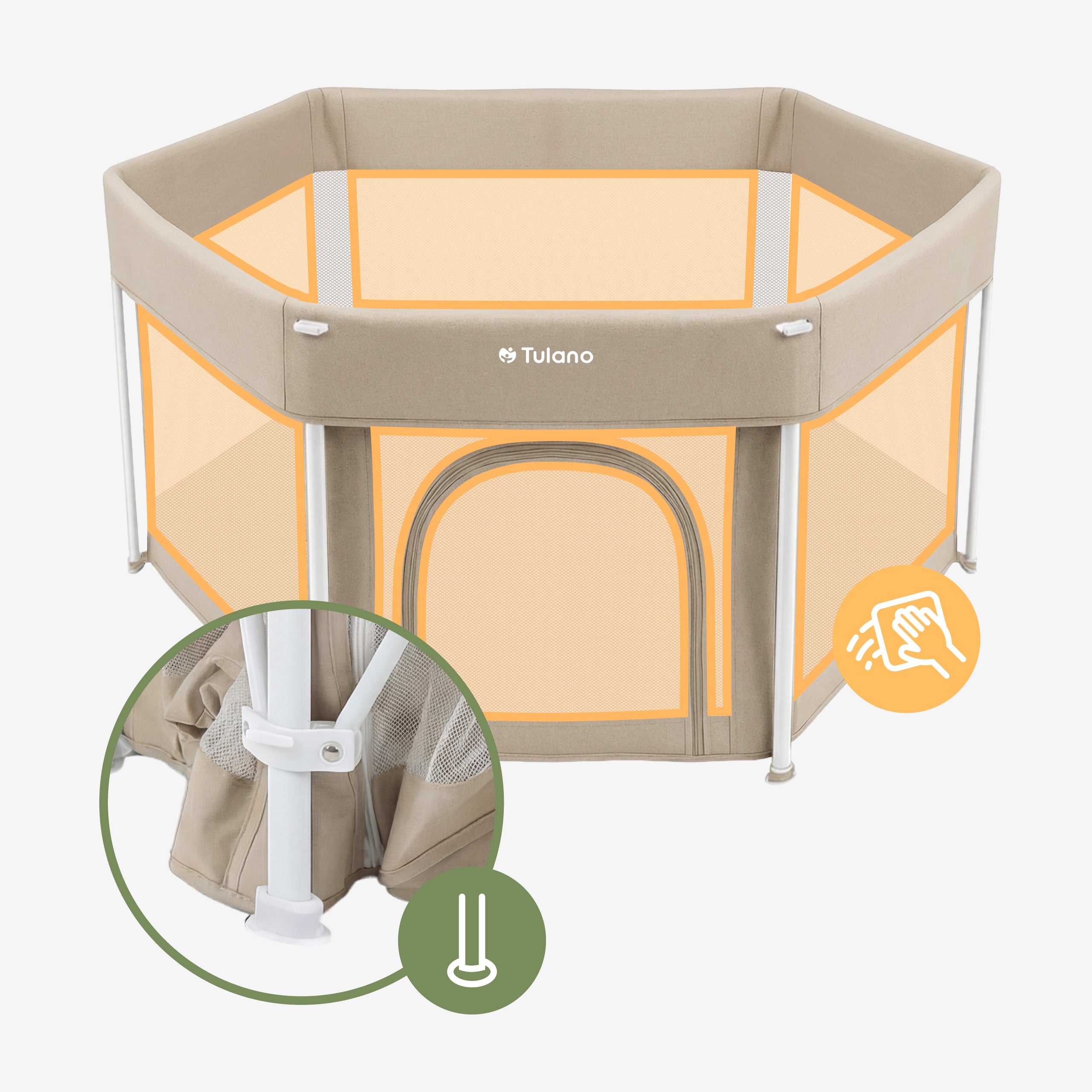 Parque plegable para bebés Tulano Cozy 30 Beige