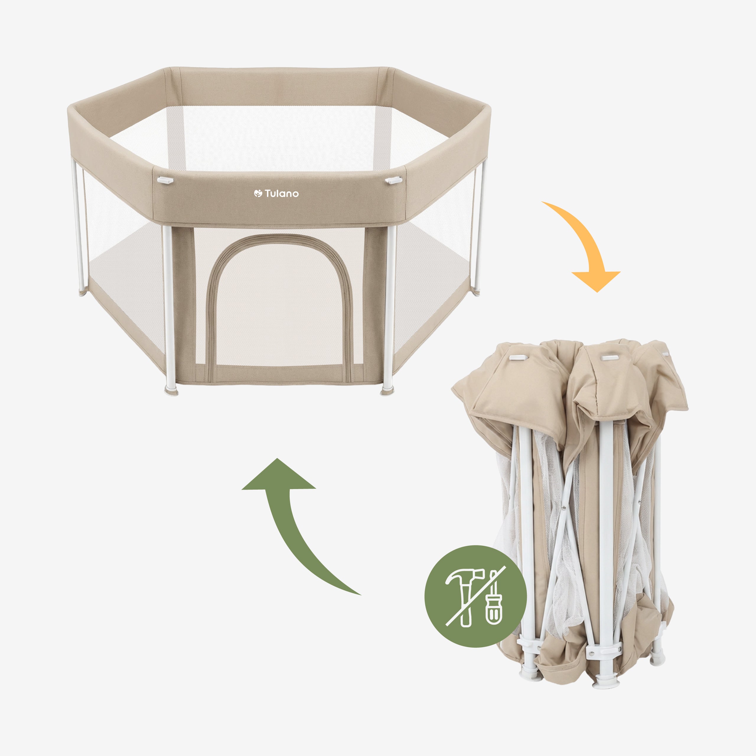 Parque plegable para bebés Tulano Cozy 30 Beige