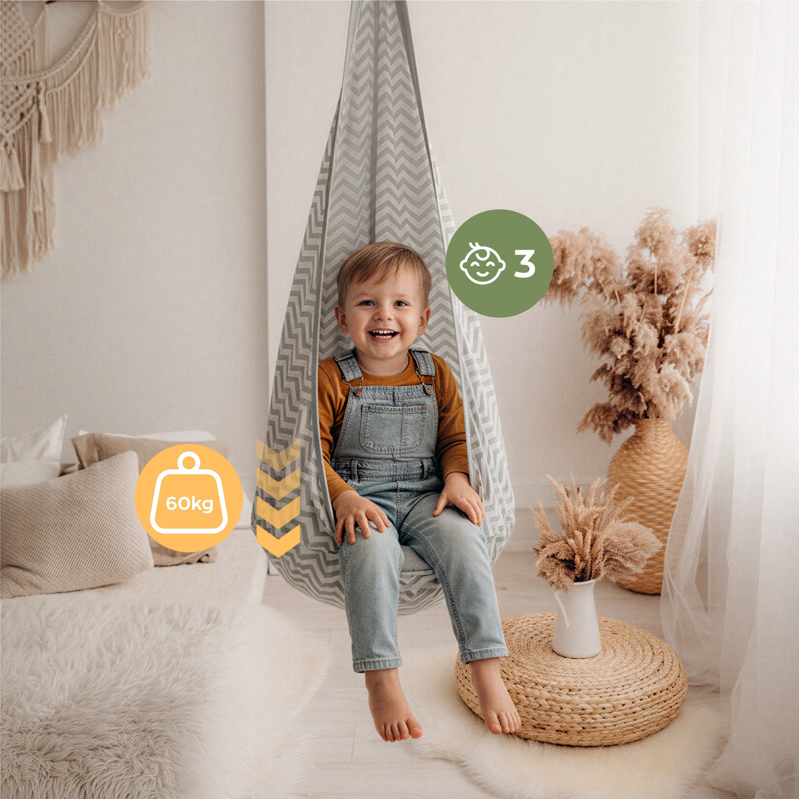 Columpio tipo capullo para niños Tulano Doppo 20 Grey