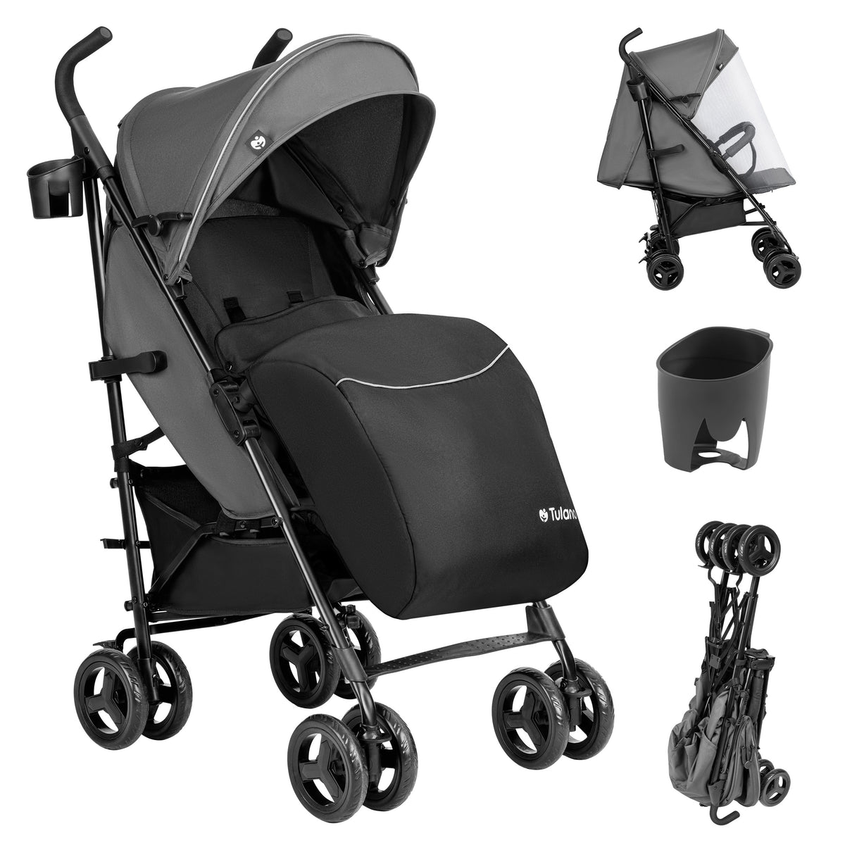Cochecito Tulano Davos 35 gris-negro