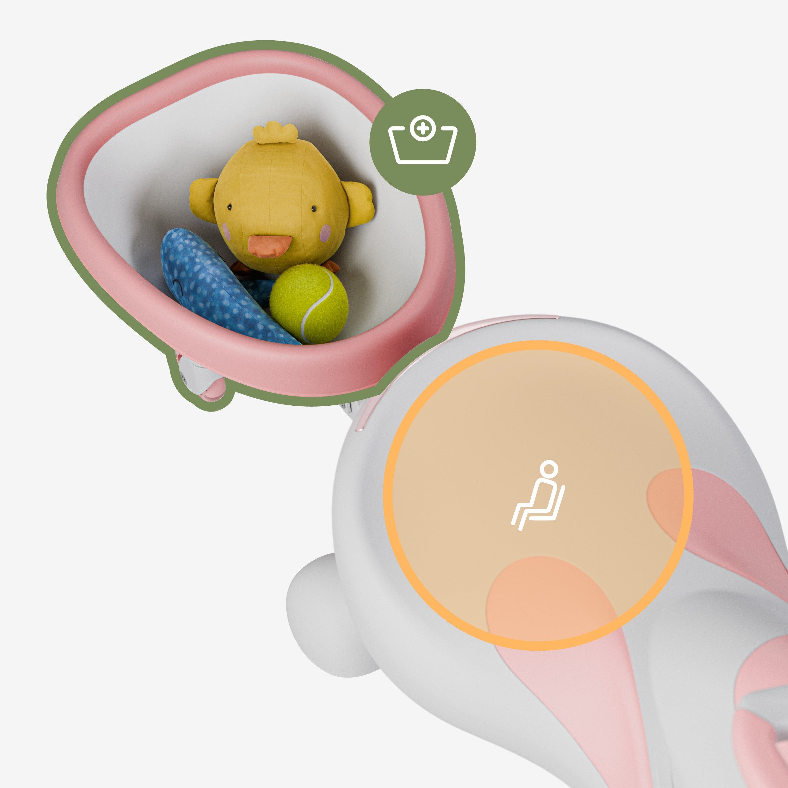 Cochecito infantil por gravedad con luces LED Tulano Focus 55 Pink